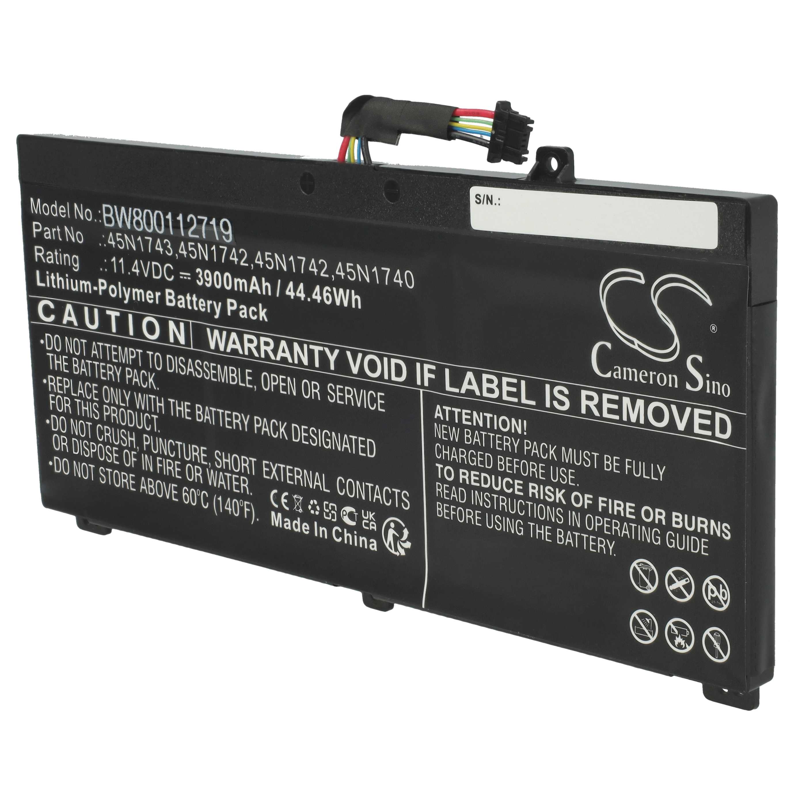 Akumulator do laptopa zamiennik Lenovo 45N1742, 45N1743, 45N1740, 45N1741 - 3900 mAh 11,4 V LiPo, czarny