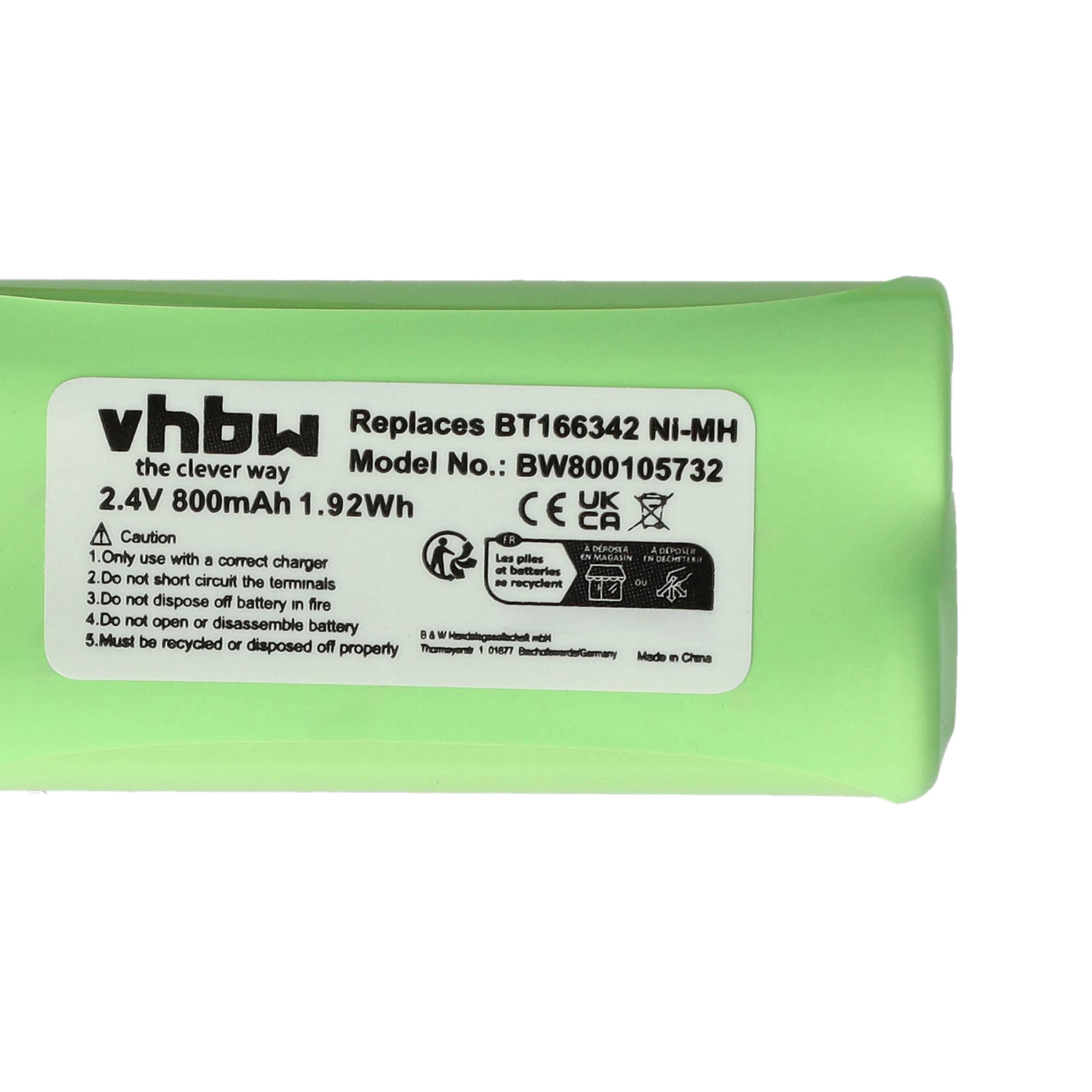 Batteria sostituisce V-Tech BT166342, 43AAA70PS2, BT266342 per babyphone V-Tech - 800mAh 2,4V NiMH