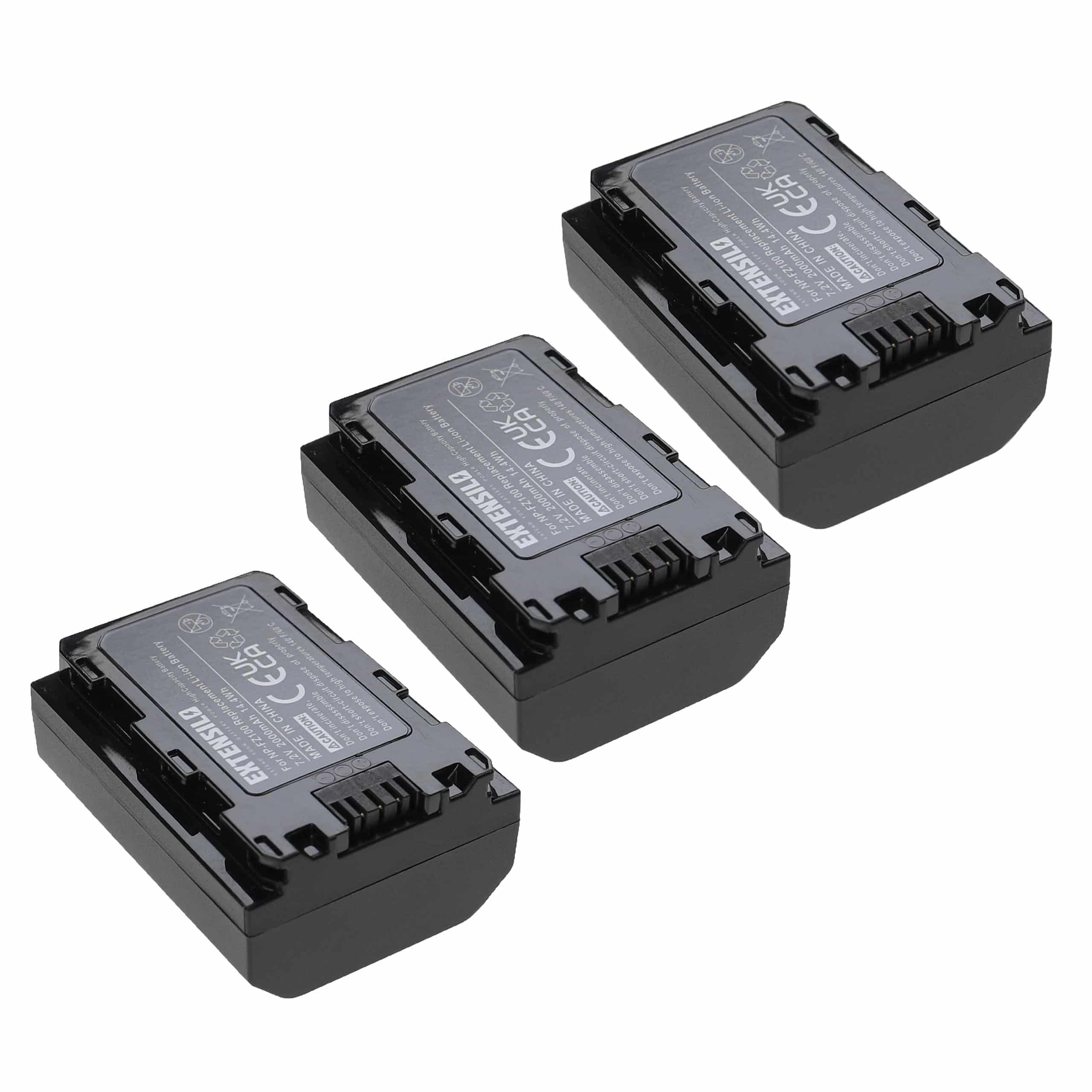 3x Battery replaces Sony NP-FZ100 - 2000mAh, 7.2V, Li-Ion