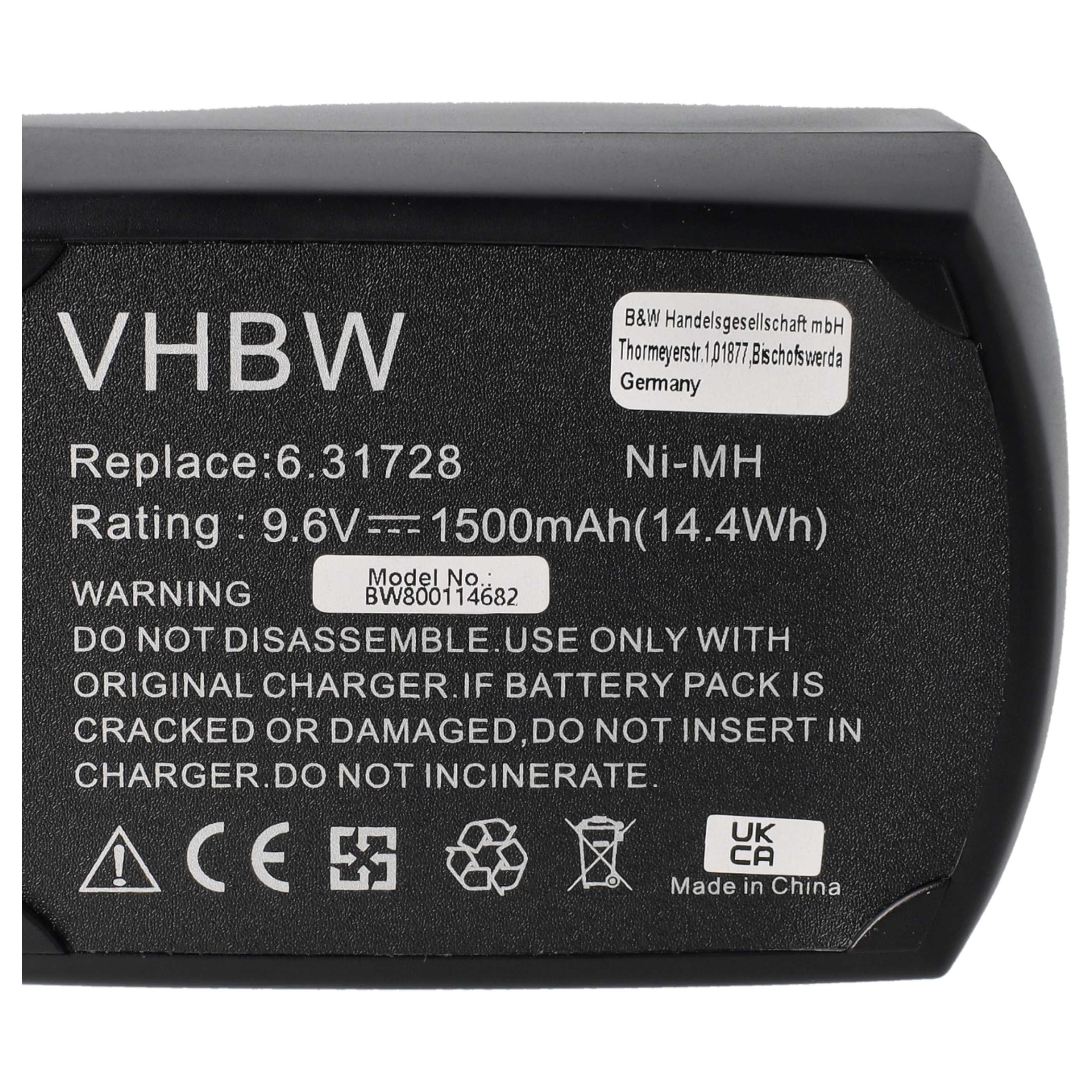 3x Akumulator do elektronarzędzi zamiennik Metabo 6.2547, 6.25471, 6.25470.00 - 1500 mAh 9,6 V NiMH