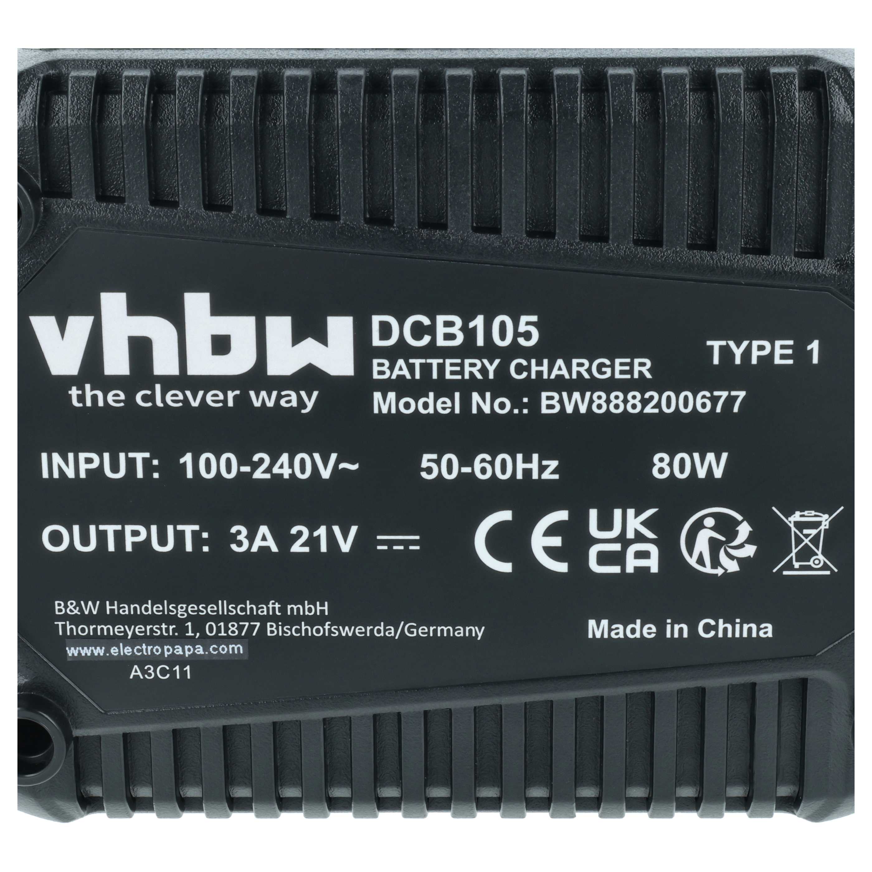 Charger replaces Dewalt DCB102, DCB120, DCB105, DCB112 for Dewalt Power Tool Batteries - Li-Ion, 3.0A
