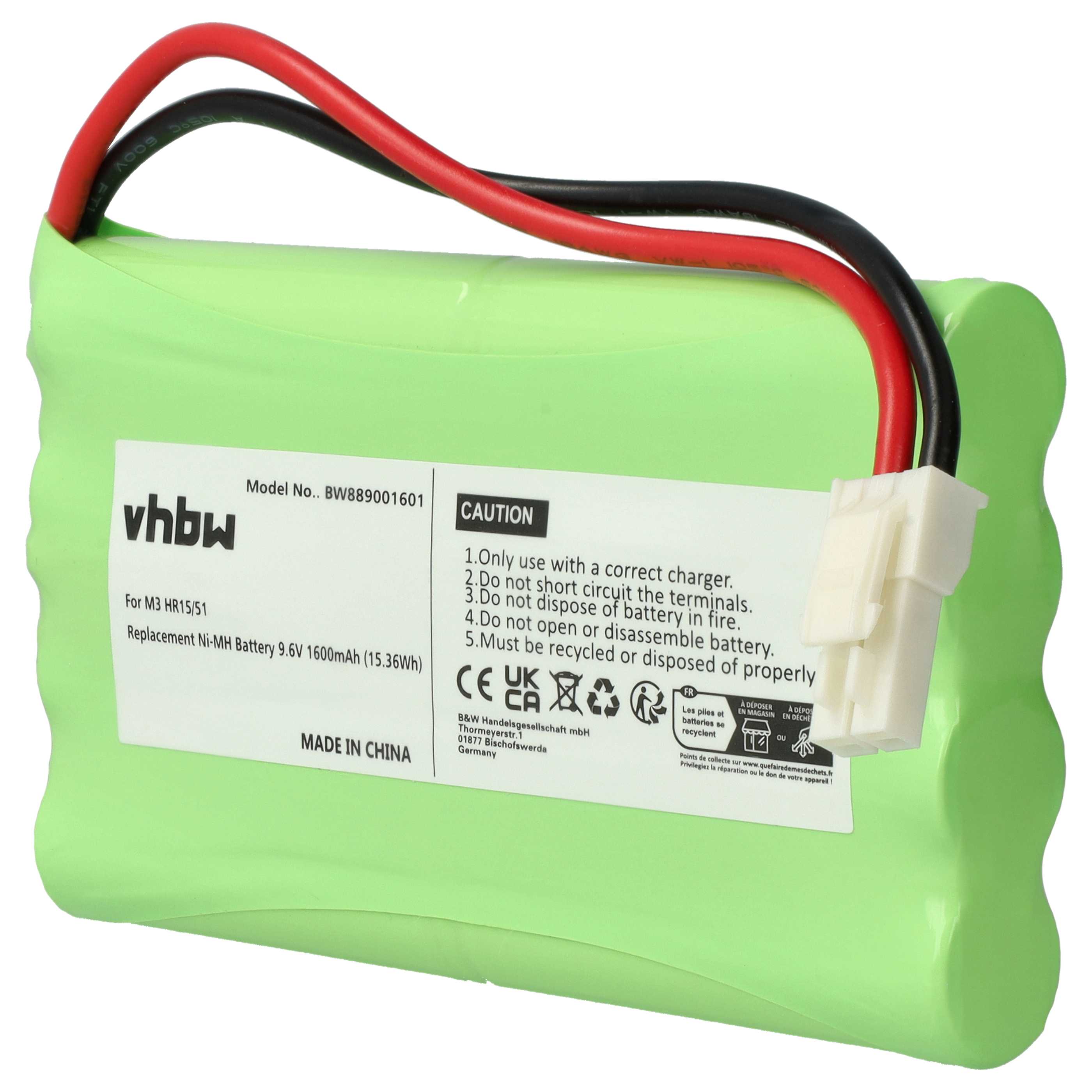 Sliding Gate Operator Battery replaces Polargos S1512 - 1600 mAh 9.6 V NiMH