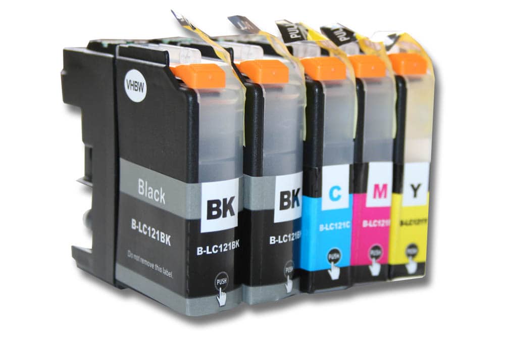 5x Ink Cartridges replaces Brother LC121BK, LC121C, LC121, LC121M, LC121Y for 152 W Printer - B/C/M/Y
