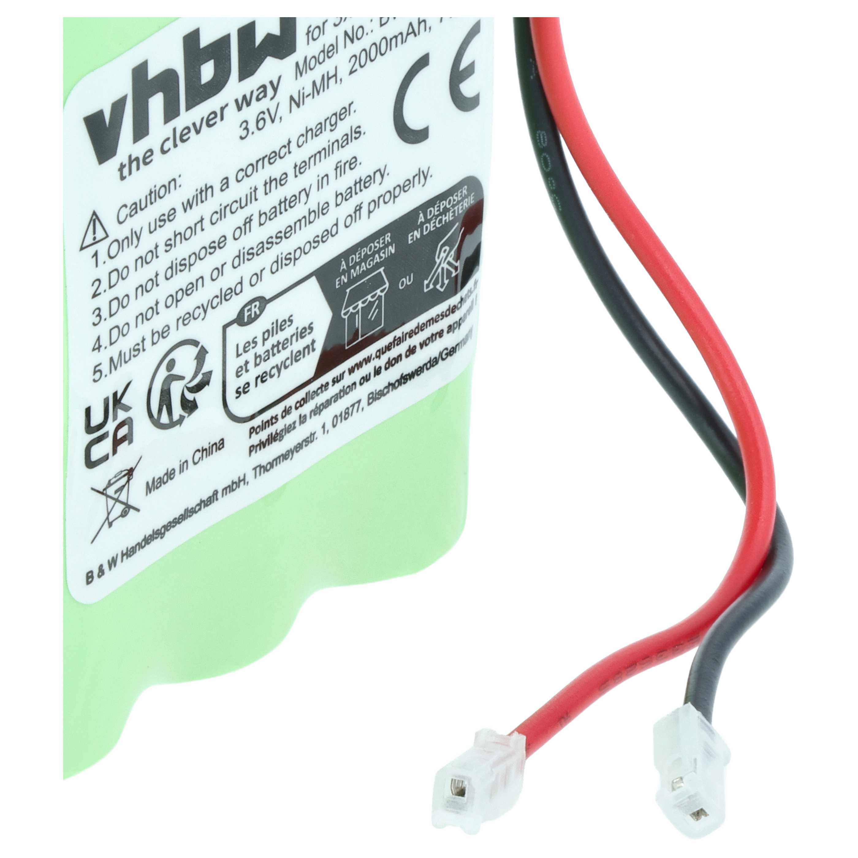 Universal Battery for various Devices - 2000 mAh 3.6 V NiMH Replaces 3x AA Mignon