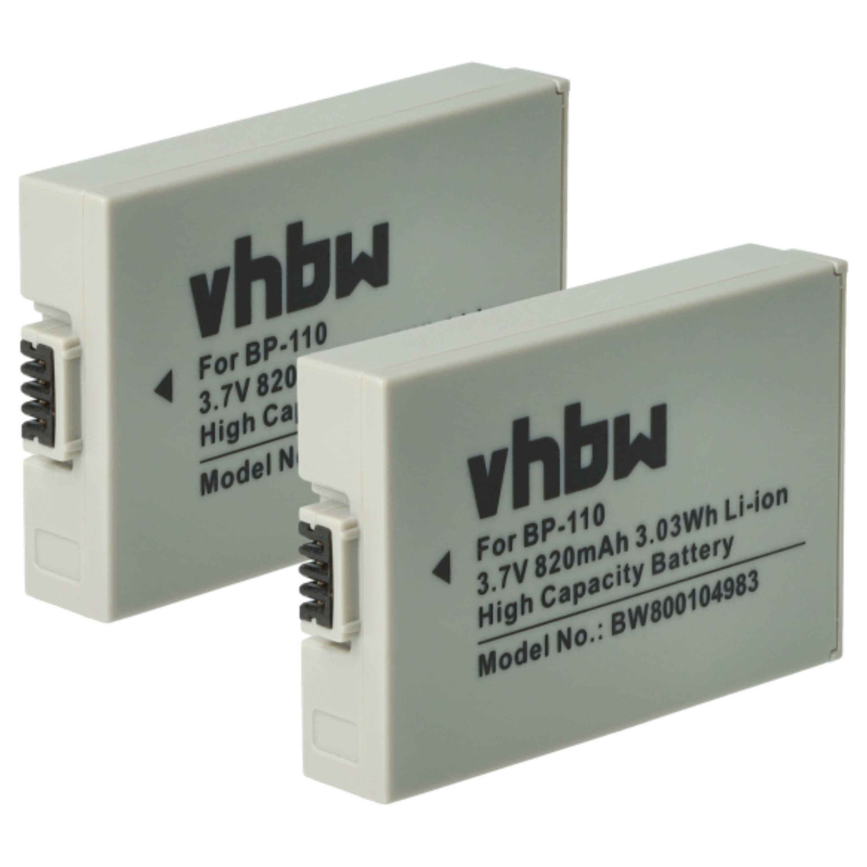 Videocamera 2x Battery replaces Canon BP-110 - 800 mAh 3.7 V Li-Ion
