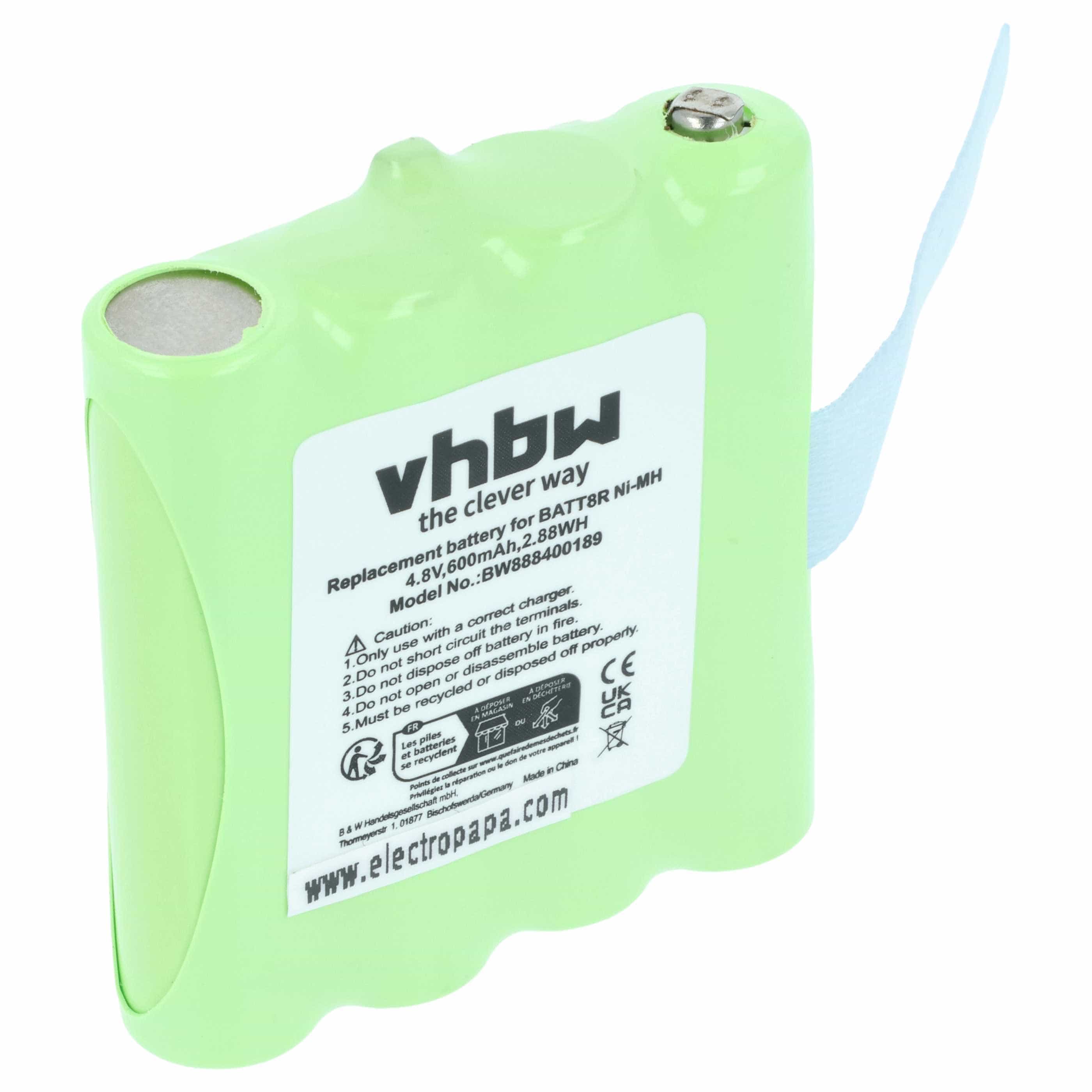 Radio Battery replaces BATT8R, KEBT072A, KEBT-072-A - 600 mAh 4.8 V NiMH