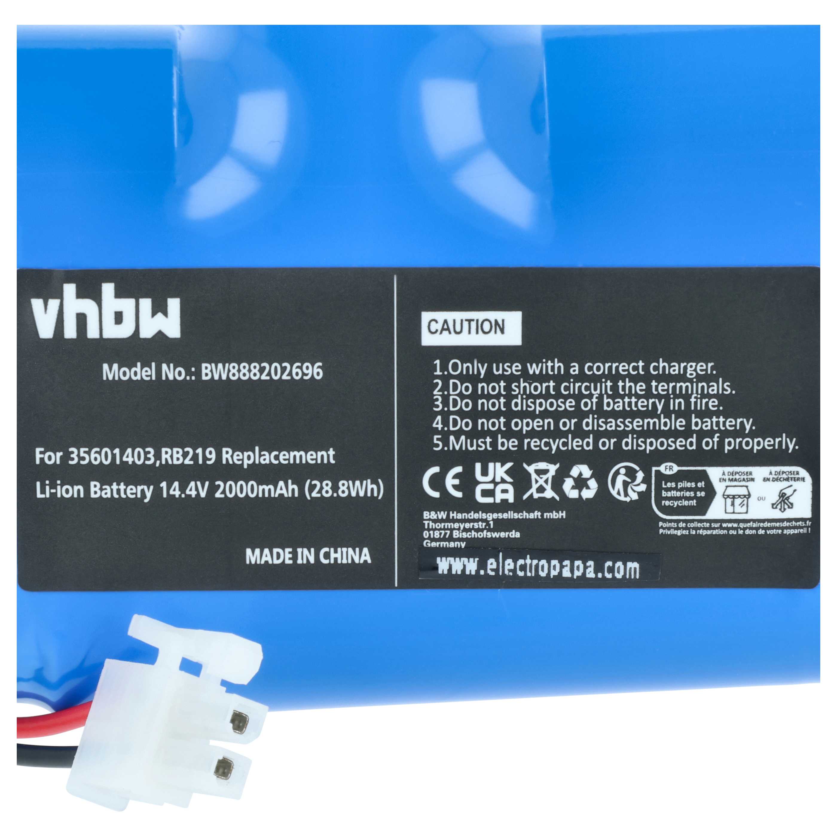 Batteria sostituisce Hoover RB219, Li-RB226 per robot aspiratore - 2000mAh 14,4V Li-Ion