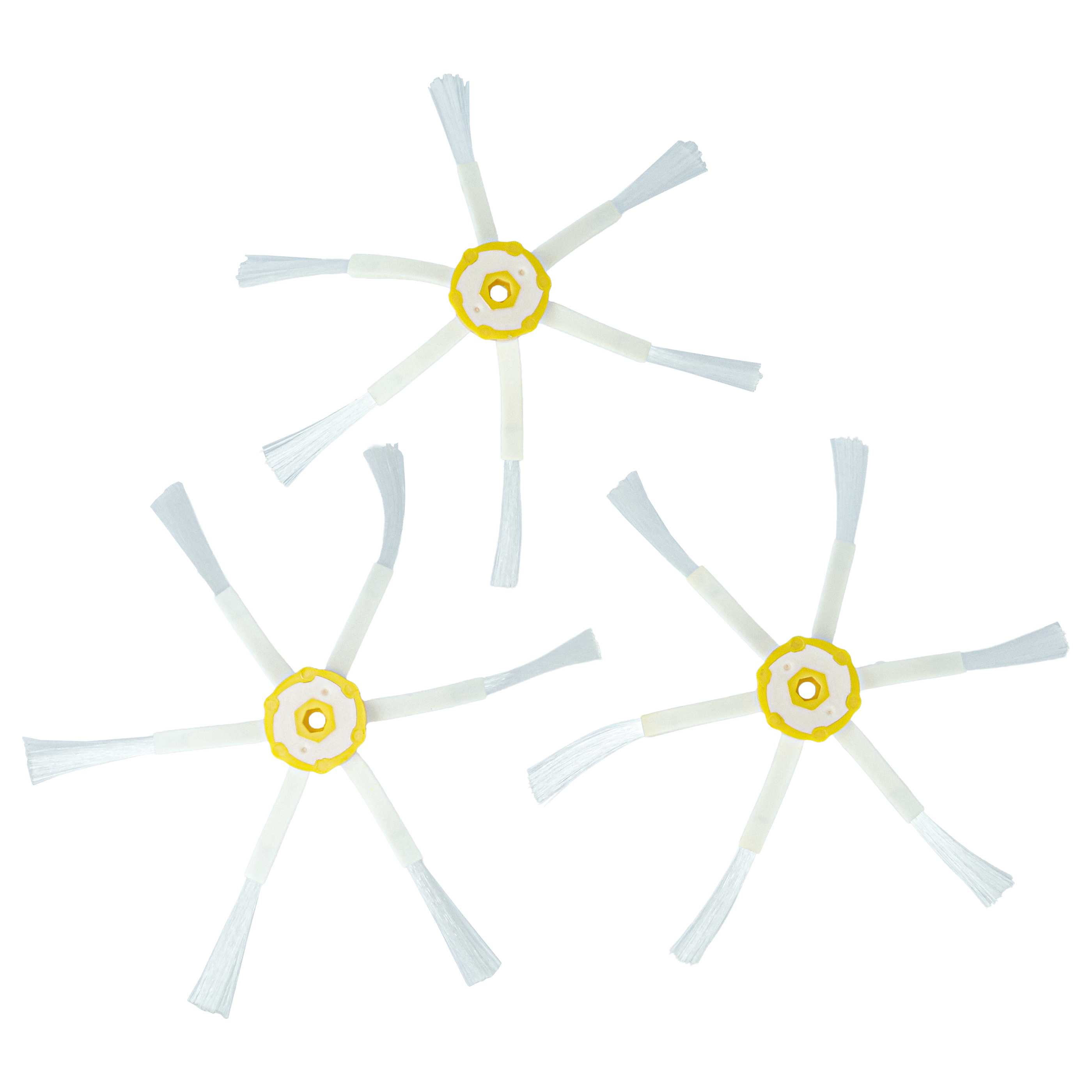 3x Side Brush suitable for iRobot Roomba 866, 886, 900, 980 Robot Vacuum Cleaner - 6-armed, white