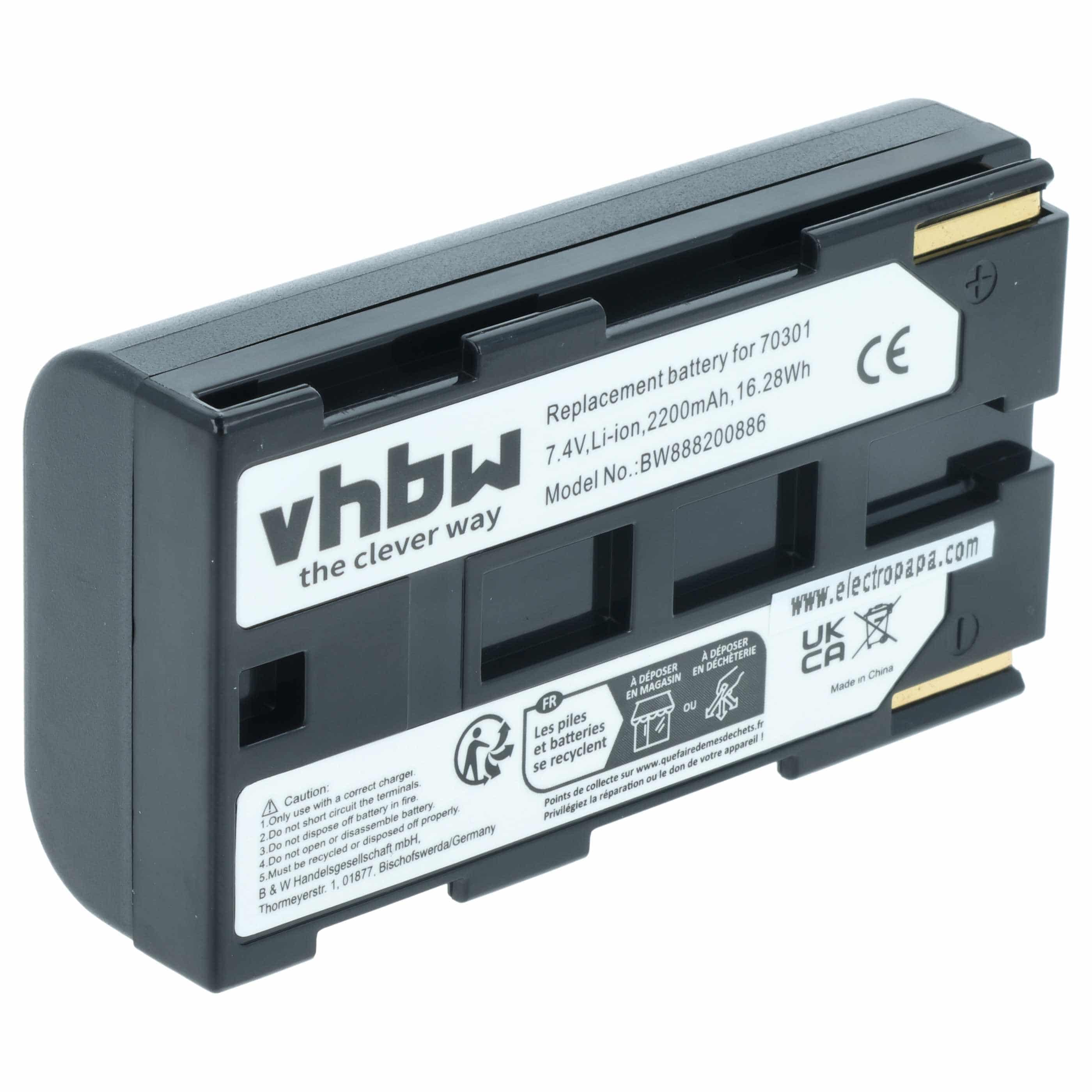 Battery replaces Phase One 70301 - 2200mAh, 7.4V, Li-Ion