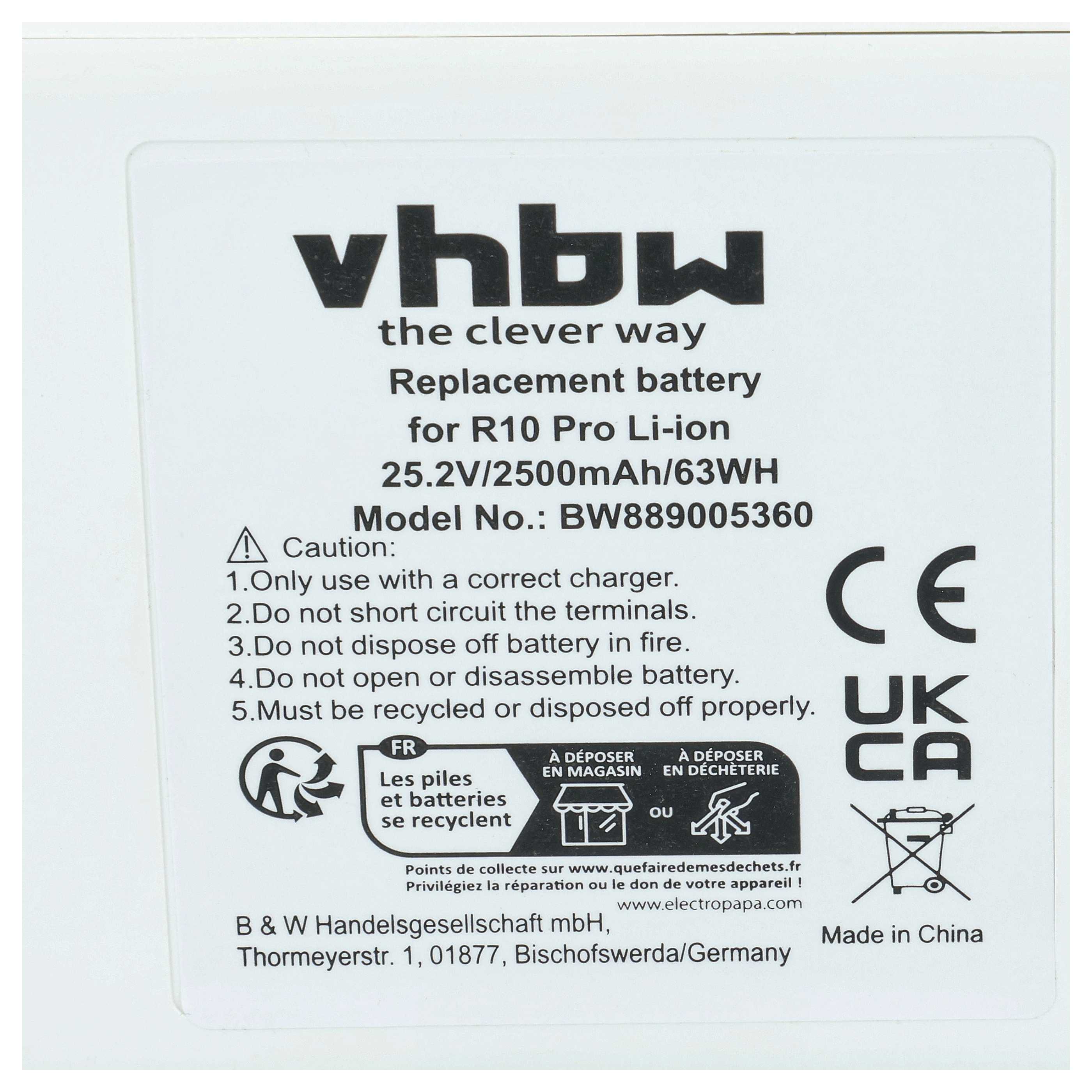 Battery suitable for Dreame R10, R10 Pro 2500mAh, 25.2V, Li-Ion
