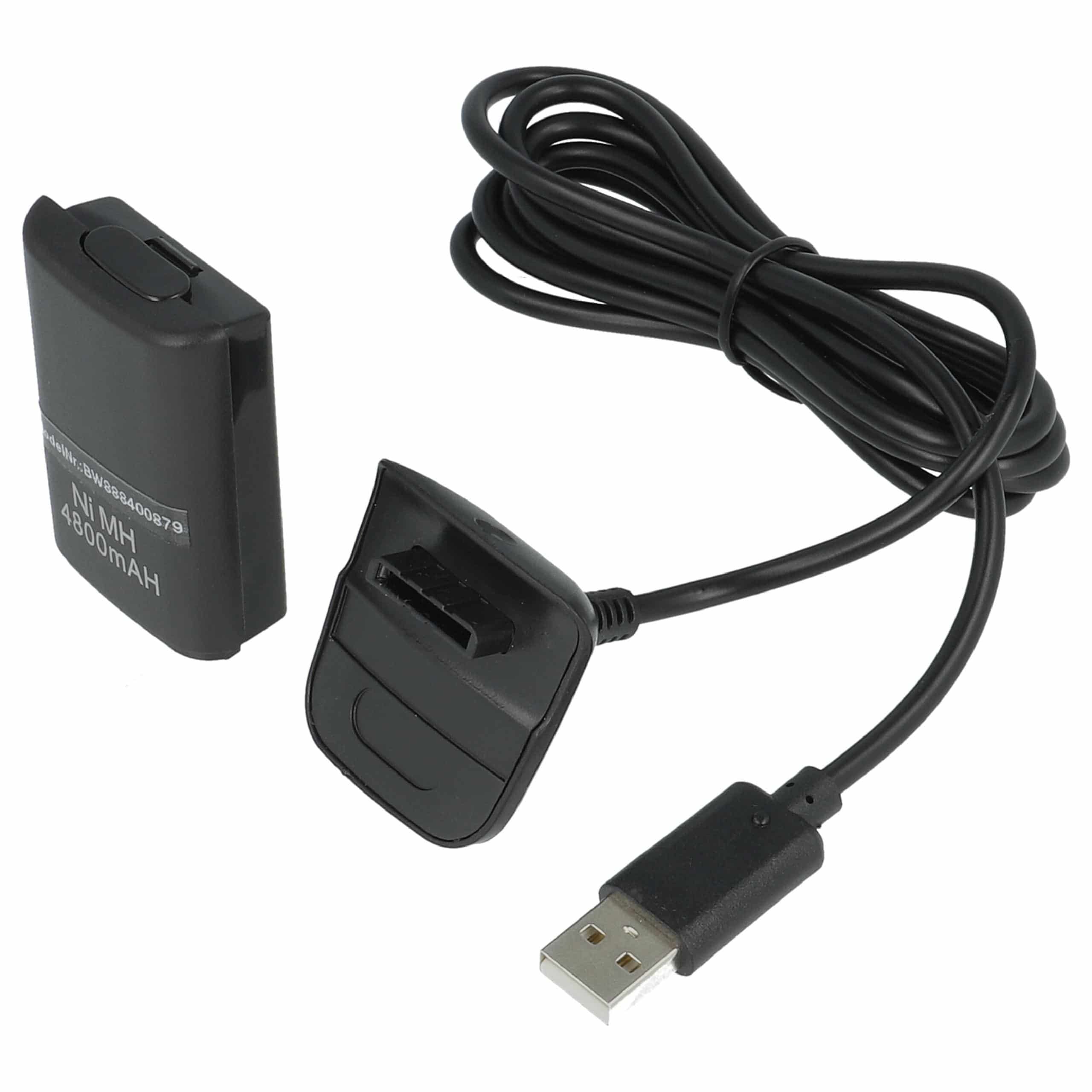 vhbw Play & Charge Kit - 1x charging cable, 1x battery Black