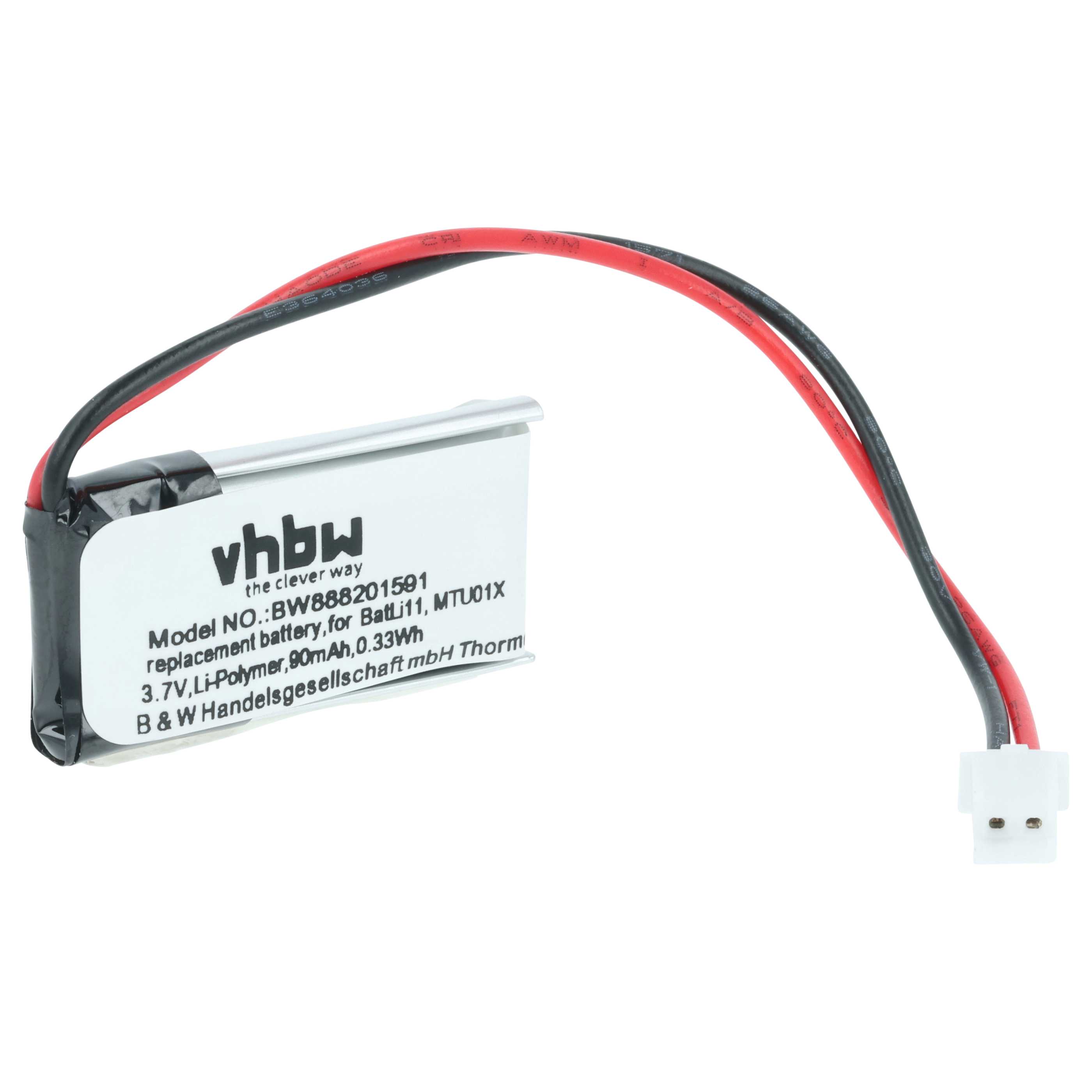 Alarm System Battery replaces Intercom BatLi11, MTU01X - 90 mAh 3.7 V Li-polymer