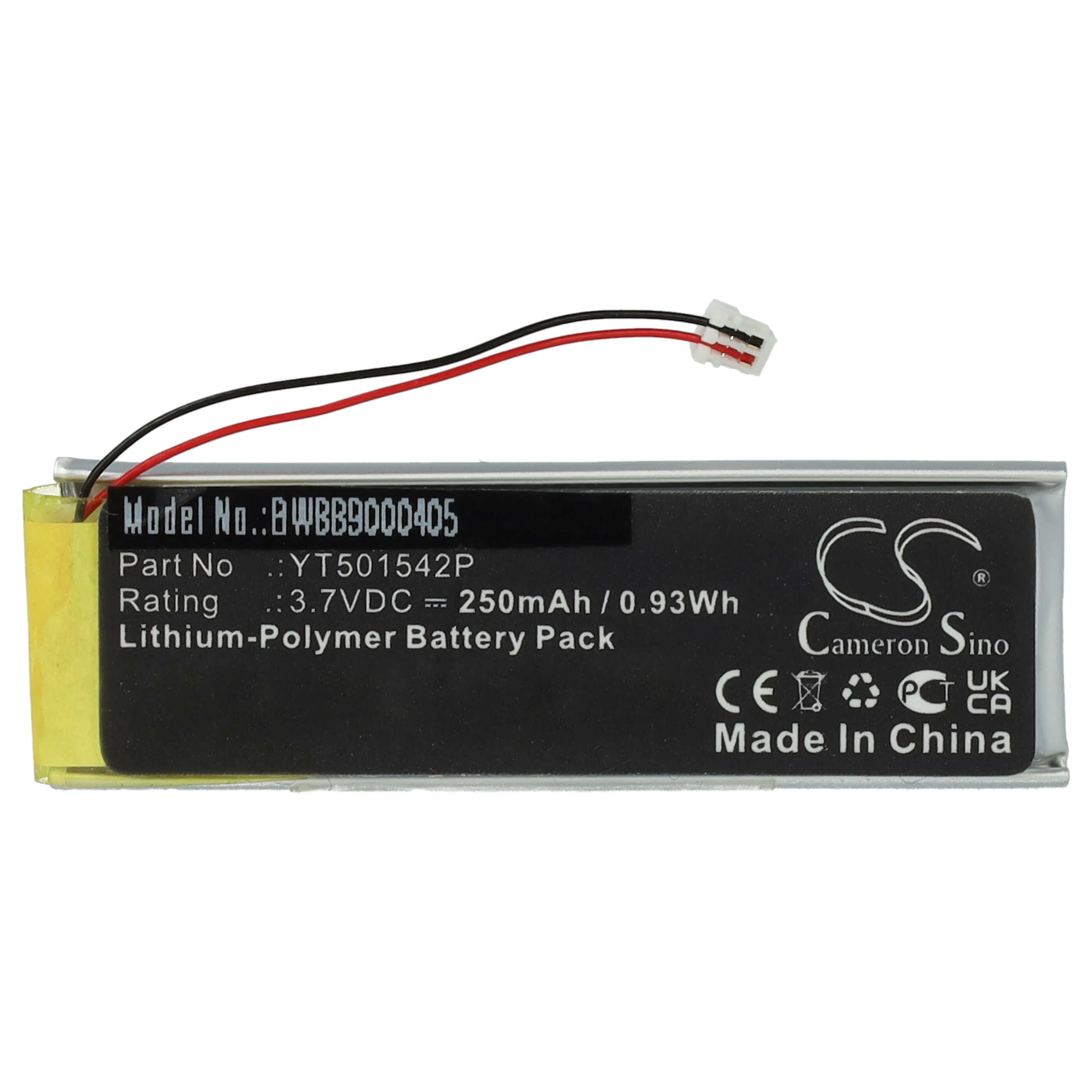 Batterie remplace Sena YT501542P pour casque audio - 250mAh 3,7V Li-polymère