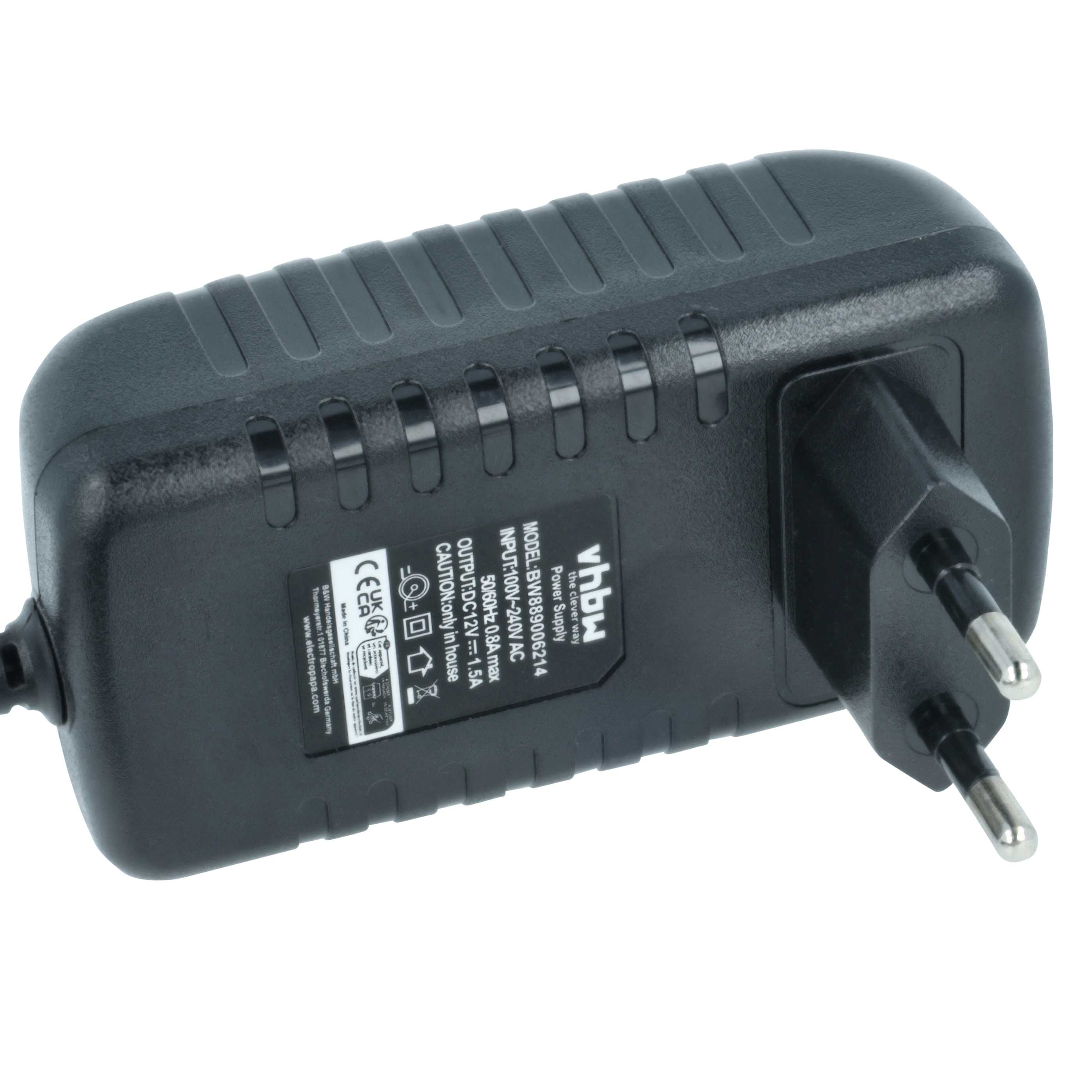 Mains Power Adapter replaces Quigg IVP1200-1500 for Quigg Massage Device -12 V 138 cm
