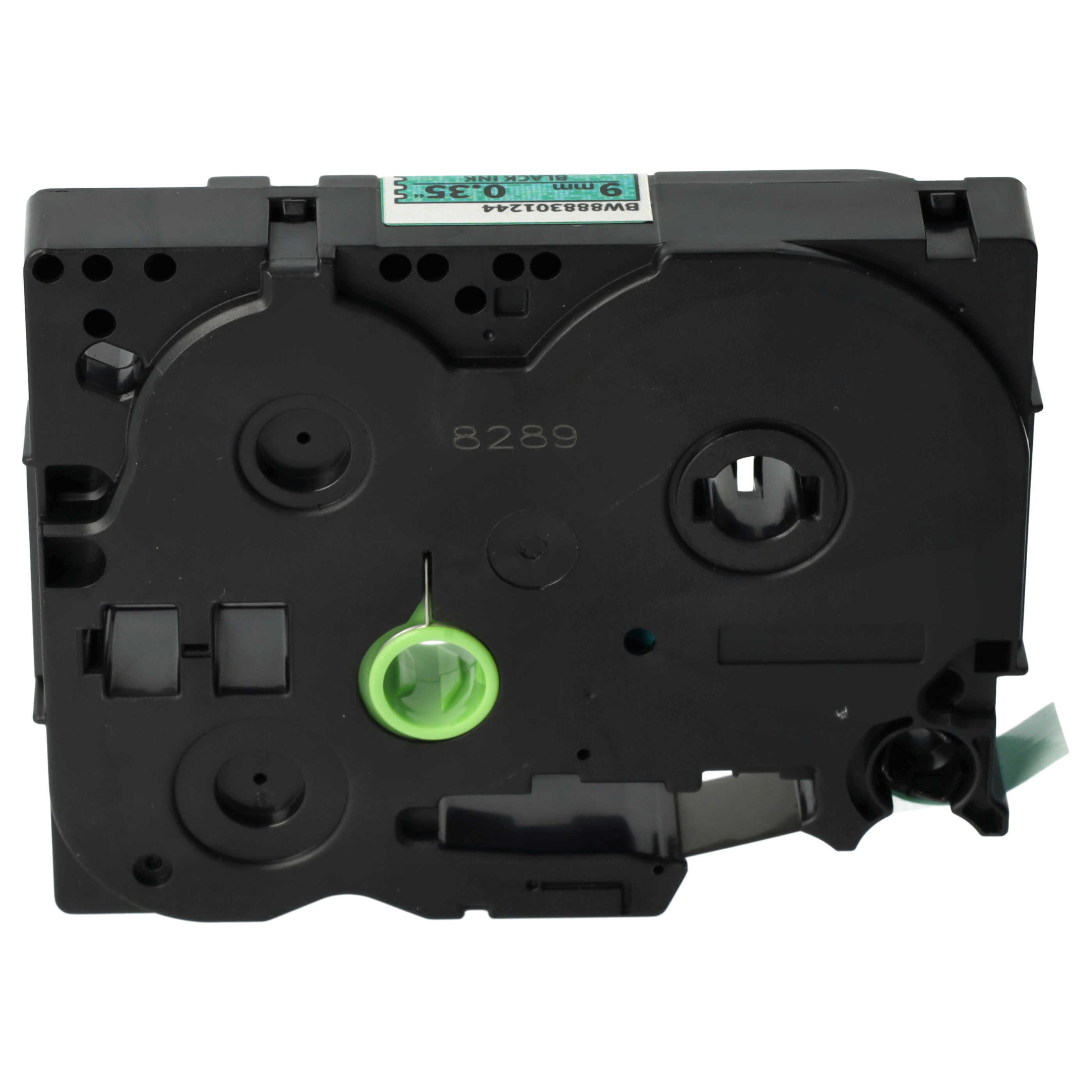 Cassetta nastro sostituisce Brother TZE-721L1 per etichettatrice Brother 9mm nero su verde (glitter)
