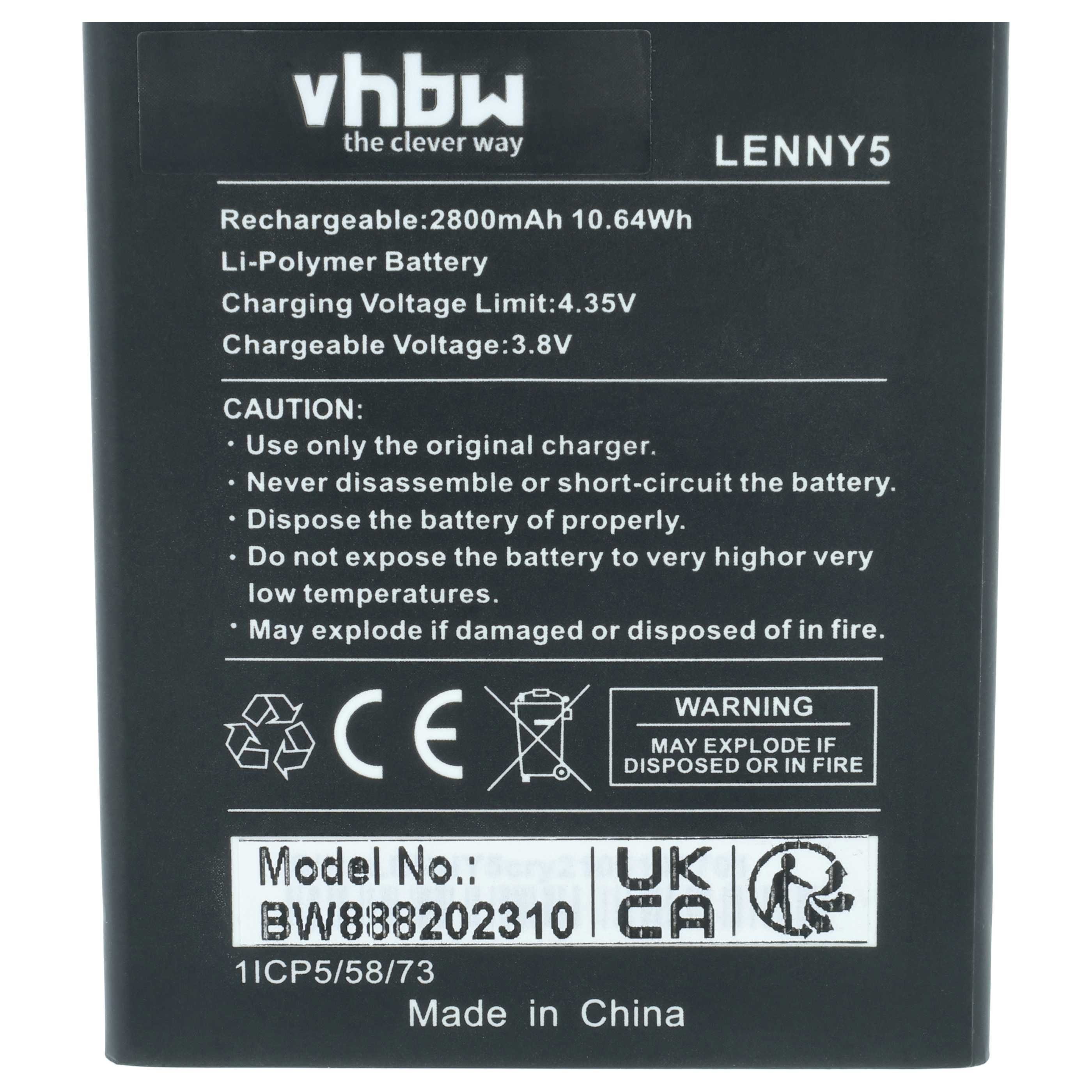 Akumulator do telefonu smartfona zamiennik Wiko 115823 - 2600 mAh 3,8 V Li-Ion