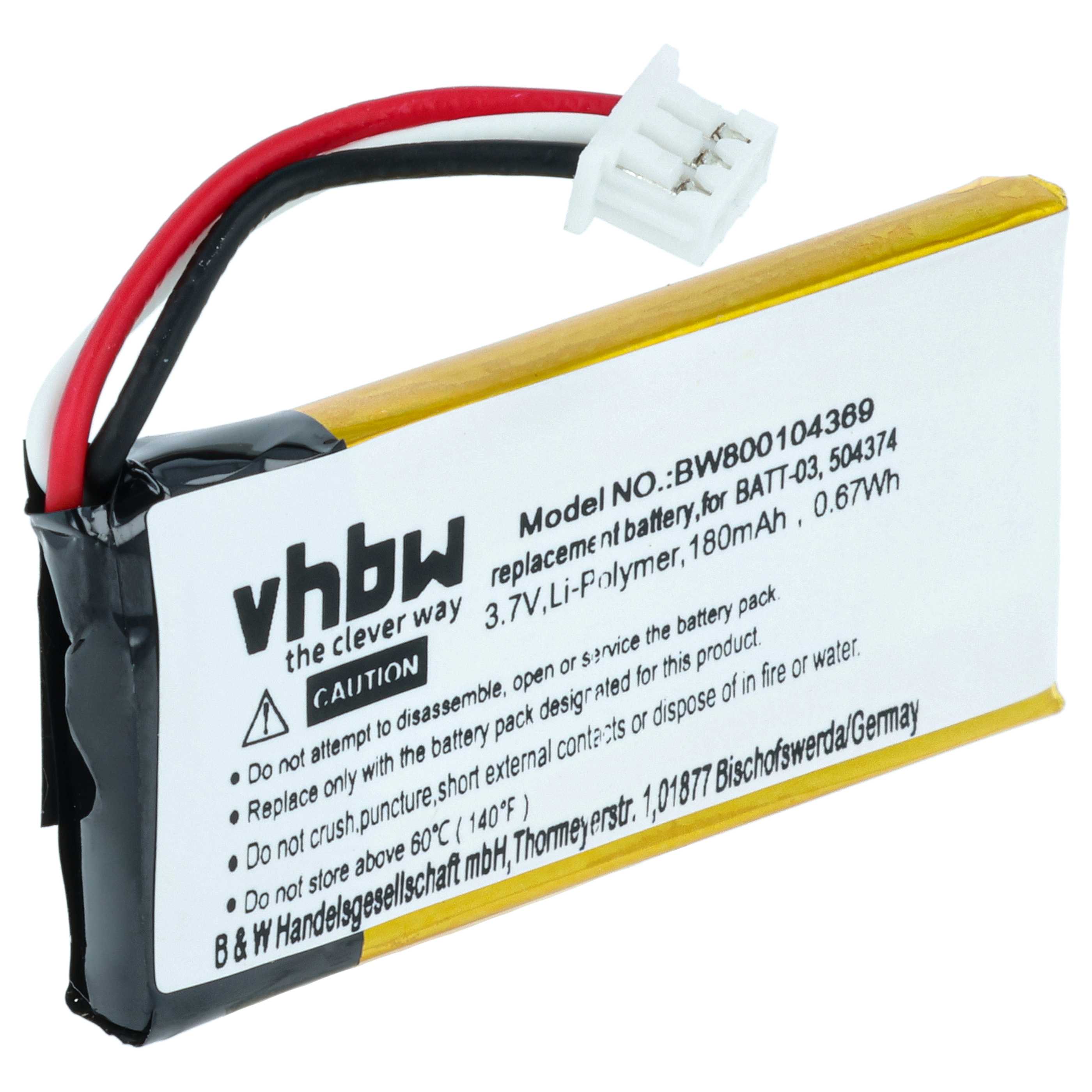 Wireless Headset Battery Replacement for Sennheiser 504374, BATT-03 - 180 mAh 3.7 V Li-Ion