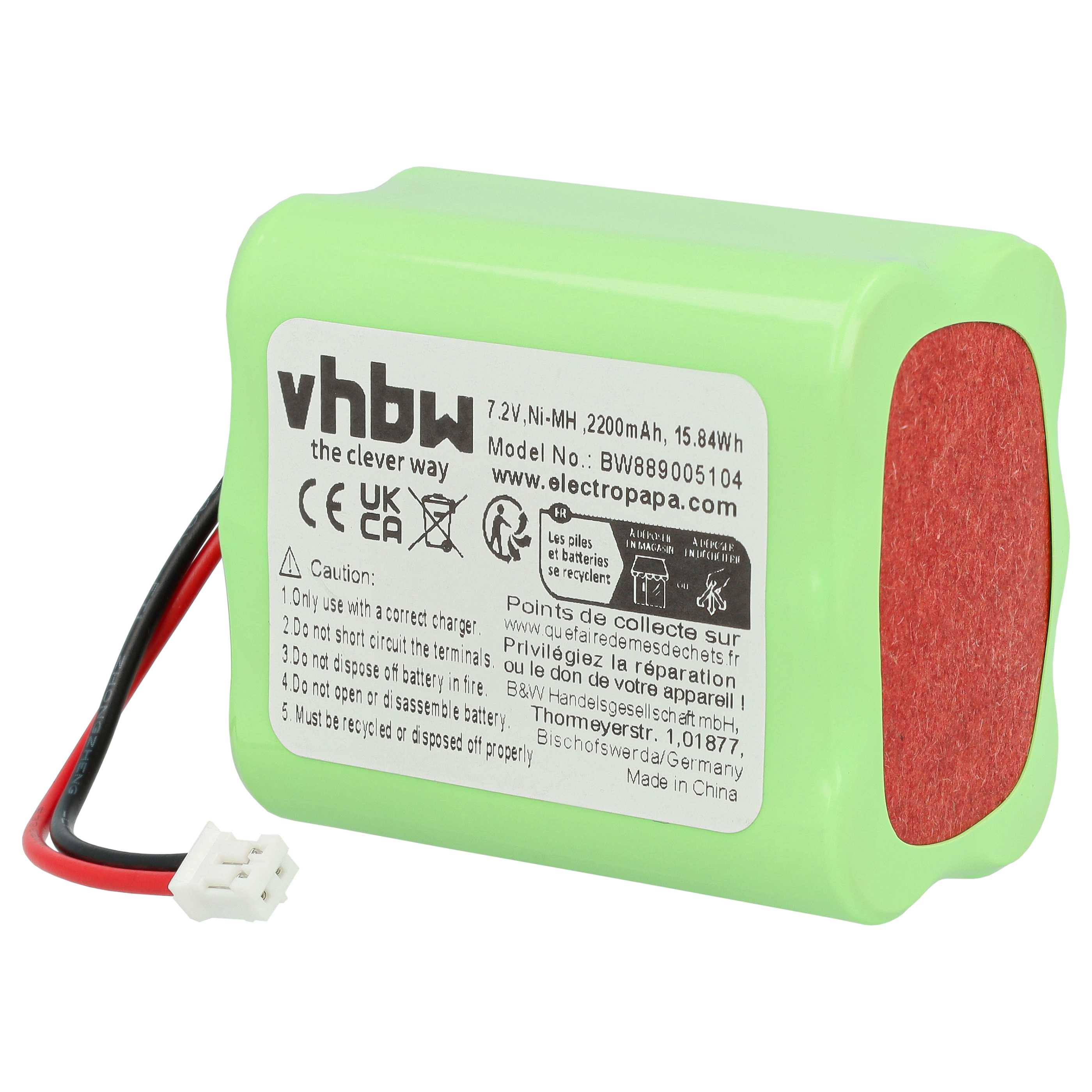 2x Batería para faro LED (2200 mAh, 7,2 V, NiMH)