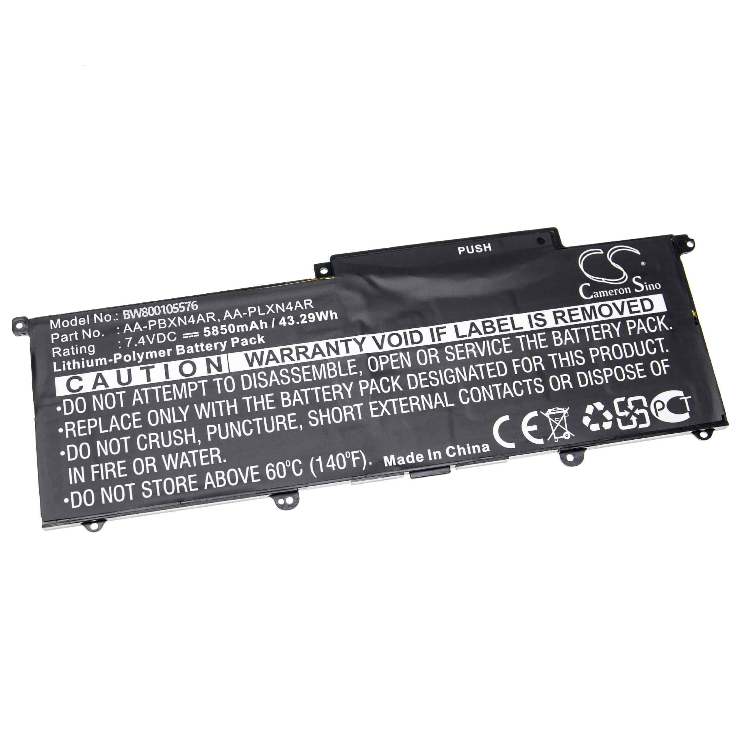 Notebook Battery Replacement for Samsung AA-PLXN4AR, AA-PBXN4AR - 5880mAh 7.5V Li-polymer