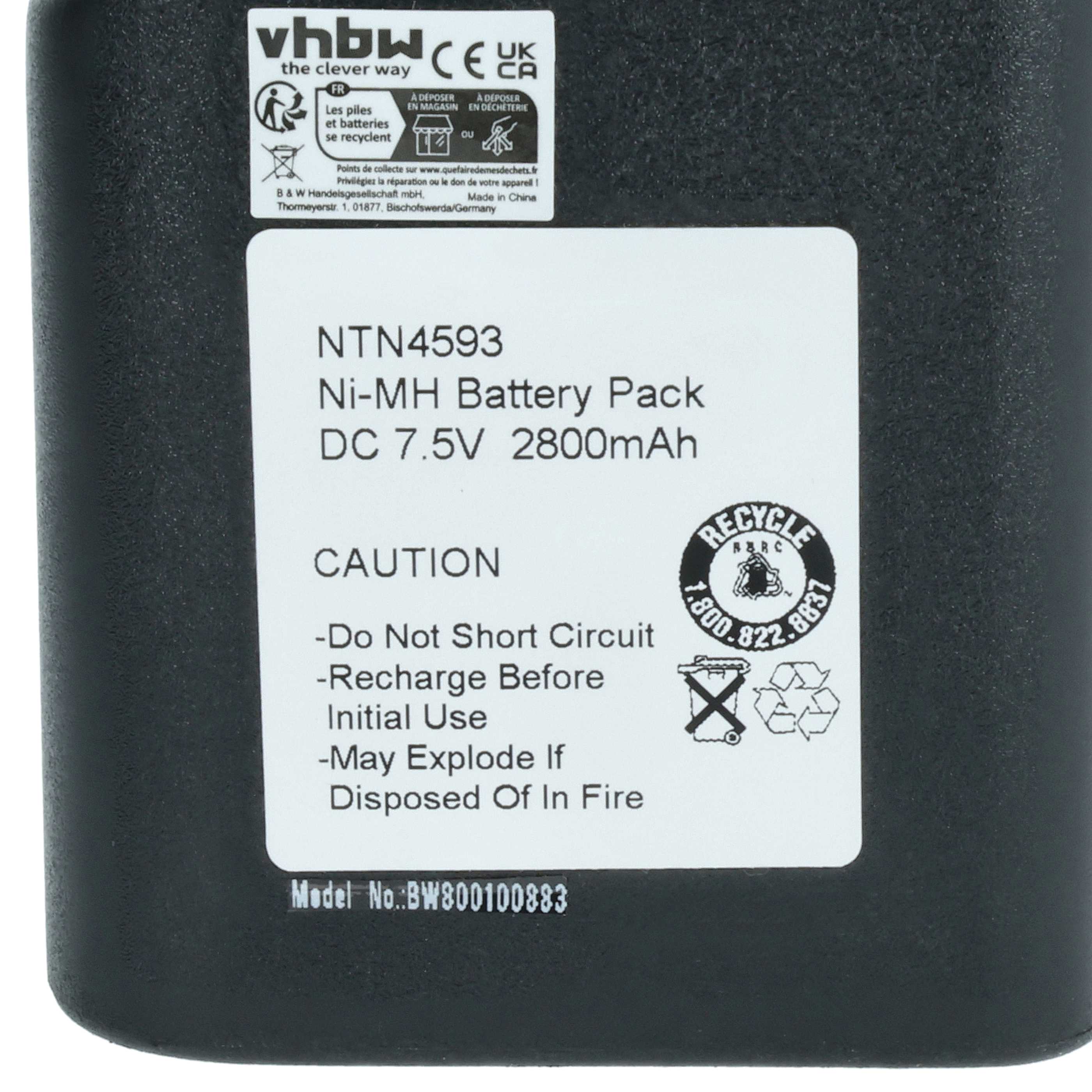Radio 2x Battery replaces Motorola NTN4538, NTN4593A, NTN4593B, NTN4592, NTN4593 - 2700 mAh 7.5 V NiMH