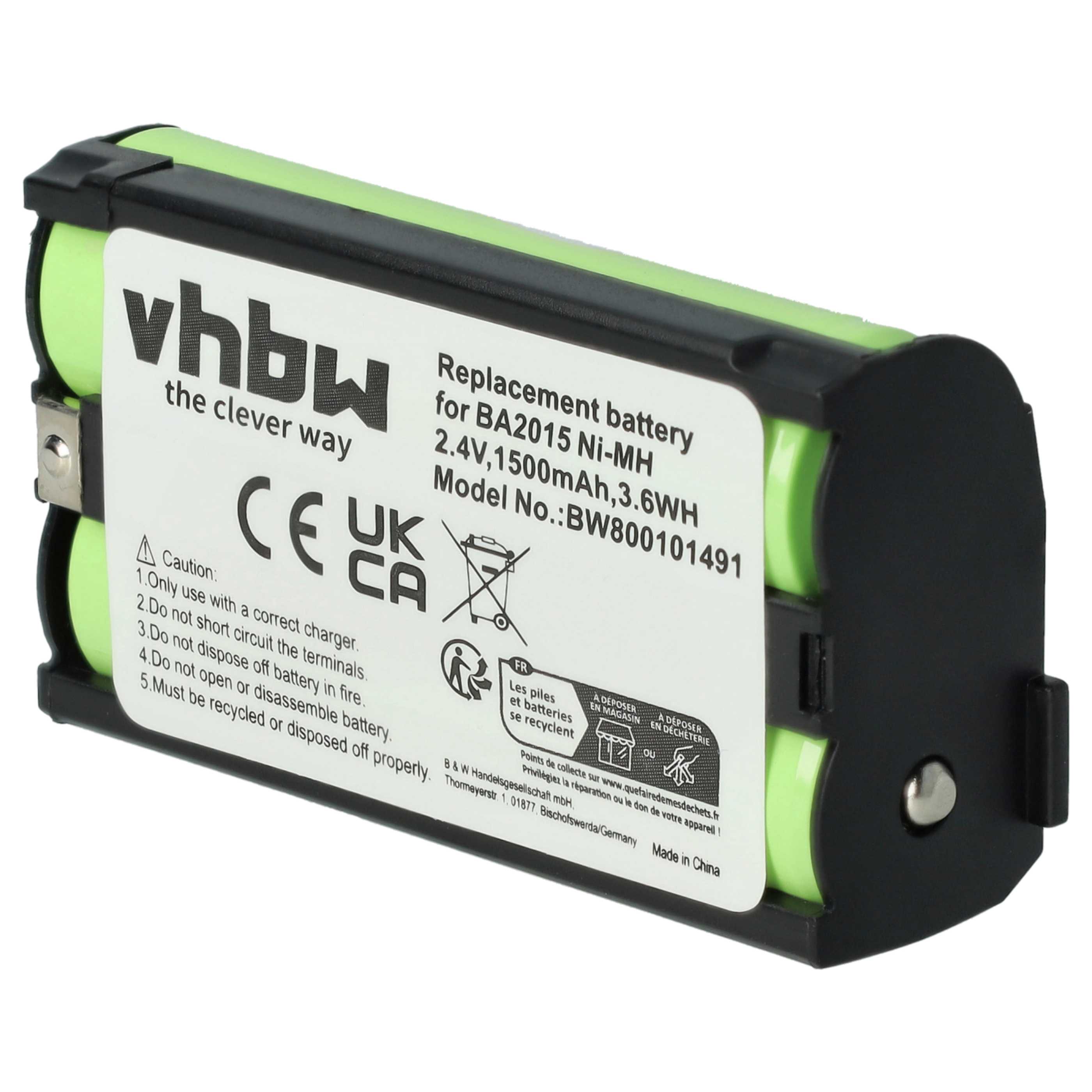 Batterie (2 pcs.) remplace Sennheiser BA2015, BA-2015 microphone - 1500mAh 2,4V NiMH
