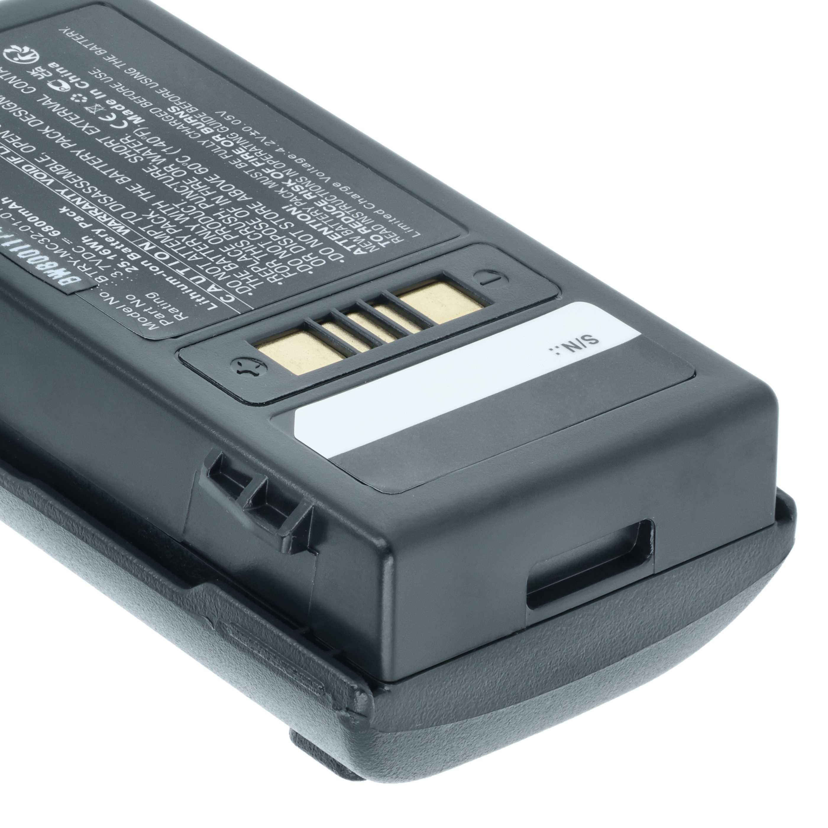Batería reemplaza Motorola 82-000012-01, BT-000375 para escáner código de barras (6800 mAh, 3,7 V, Li-Ion)