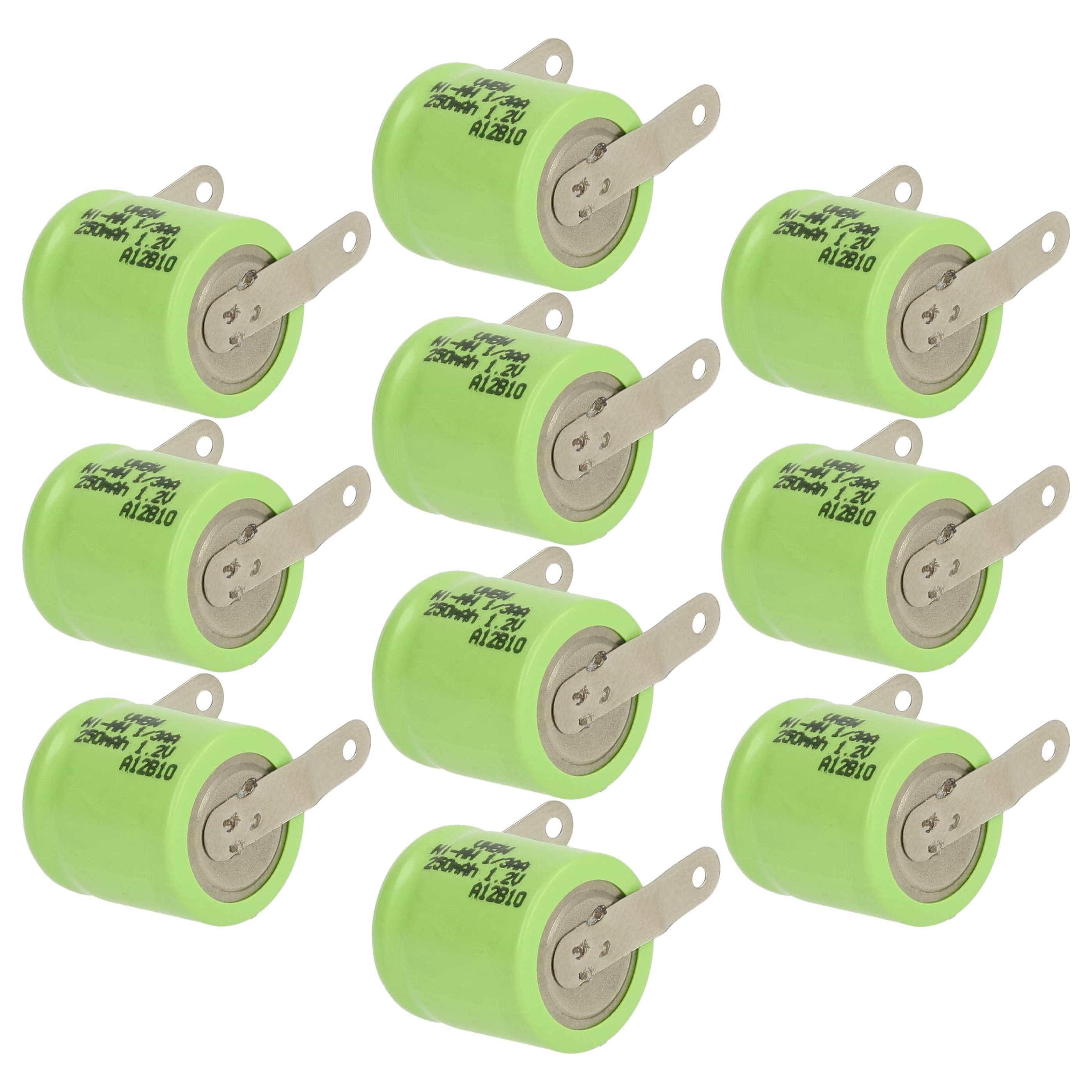 Batterie (10 pcs.) remplace 1/3AA modèle radio-télécommandé - 250mAh 1,2V NiMH