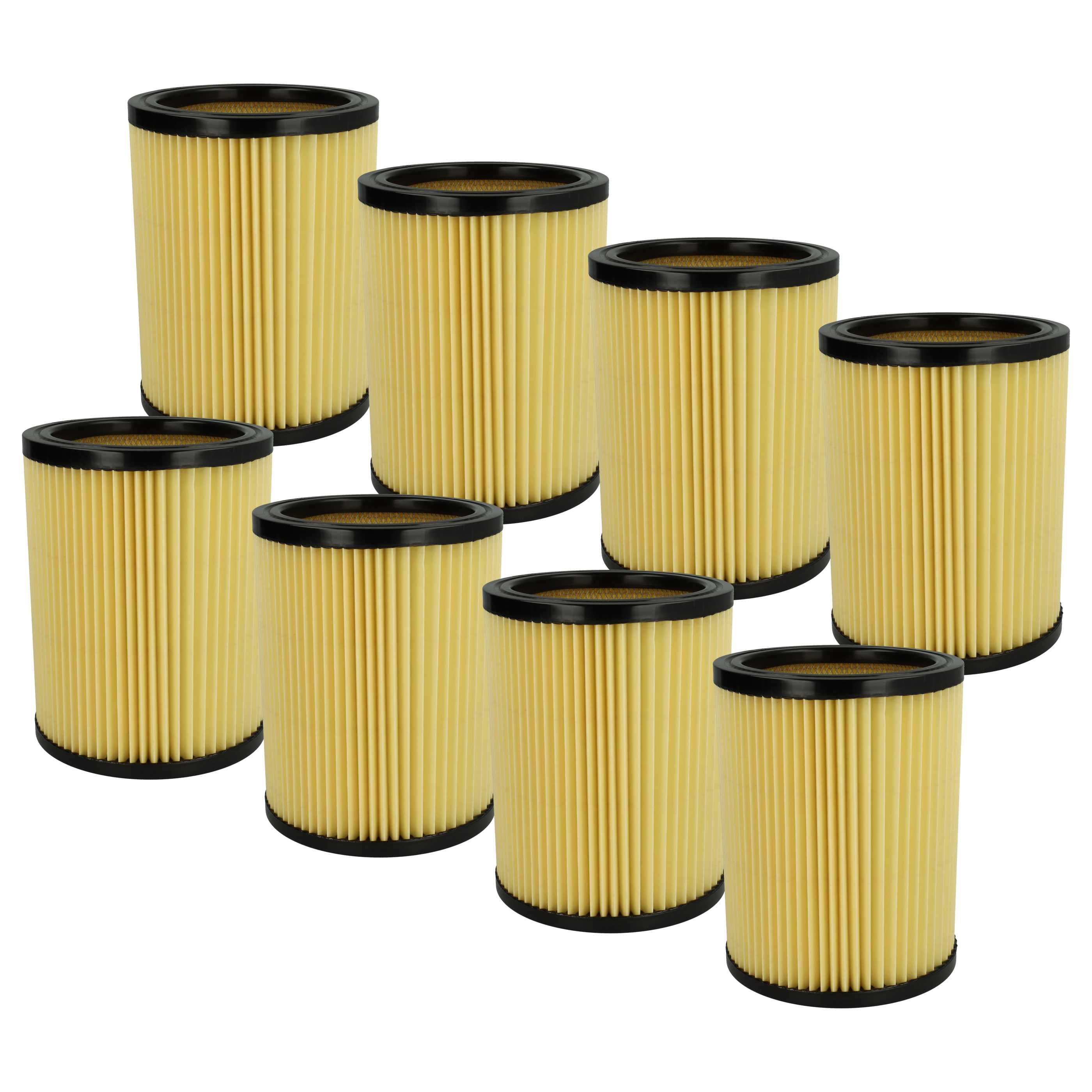 8x cartridge filter replaces Hikoki Hitachi 750435, 710060 for Hikoki Hitachi Vacuum Cleaner, black / yellow