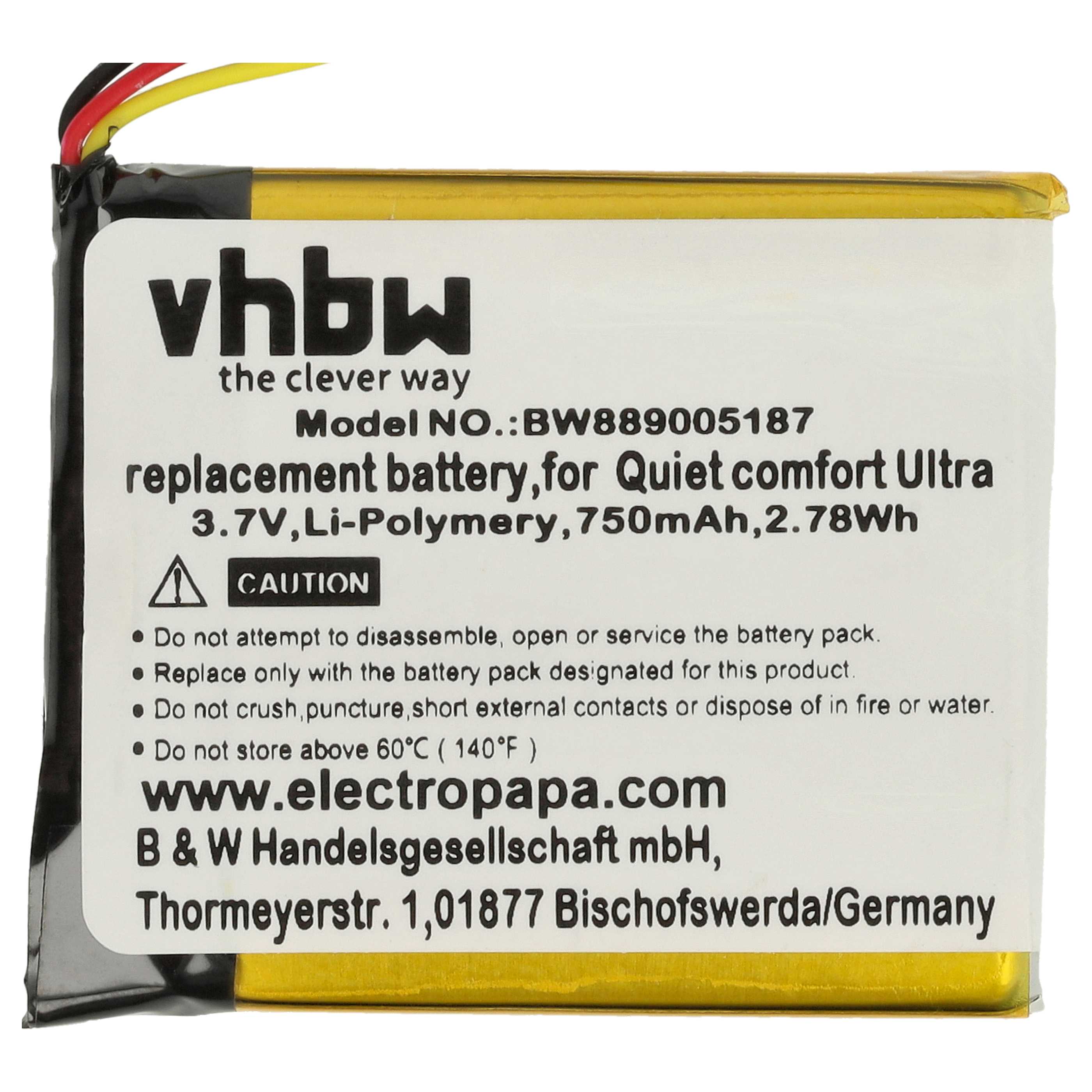 Akumulator do słuchawek bezprzewodowych Bose Quiet Comfort Ultra - 750 mAh 3,7 V LiPo