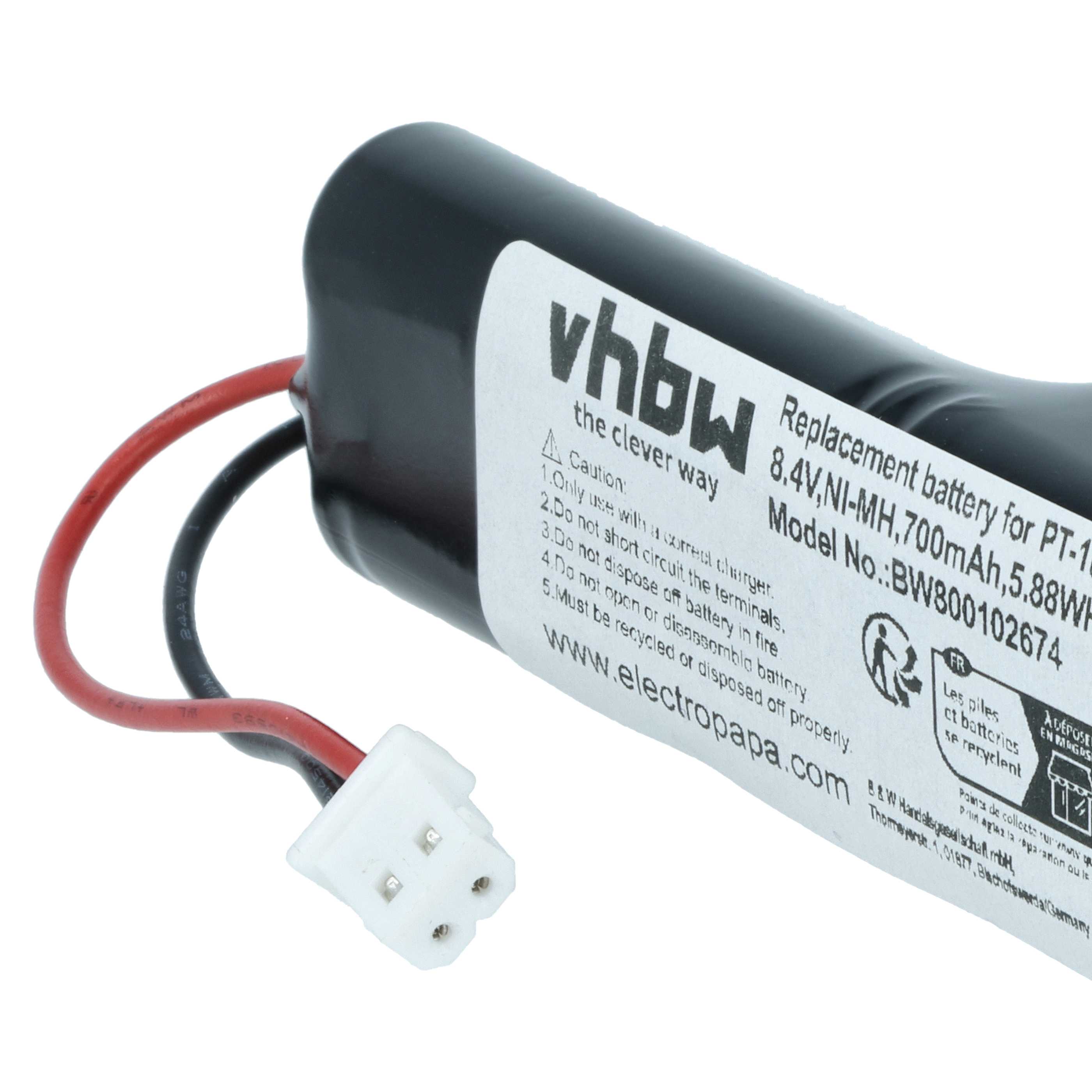 Batteria sostituisce Brother BBP-18, LN6044001, BA-18R, PT-18R per stampante - 700mAh 8,4V NiMH