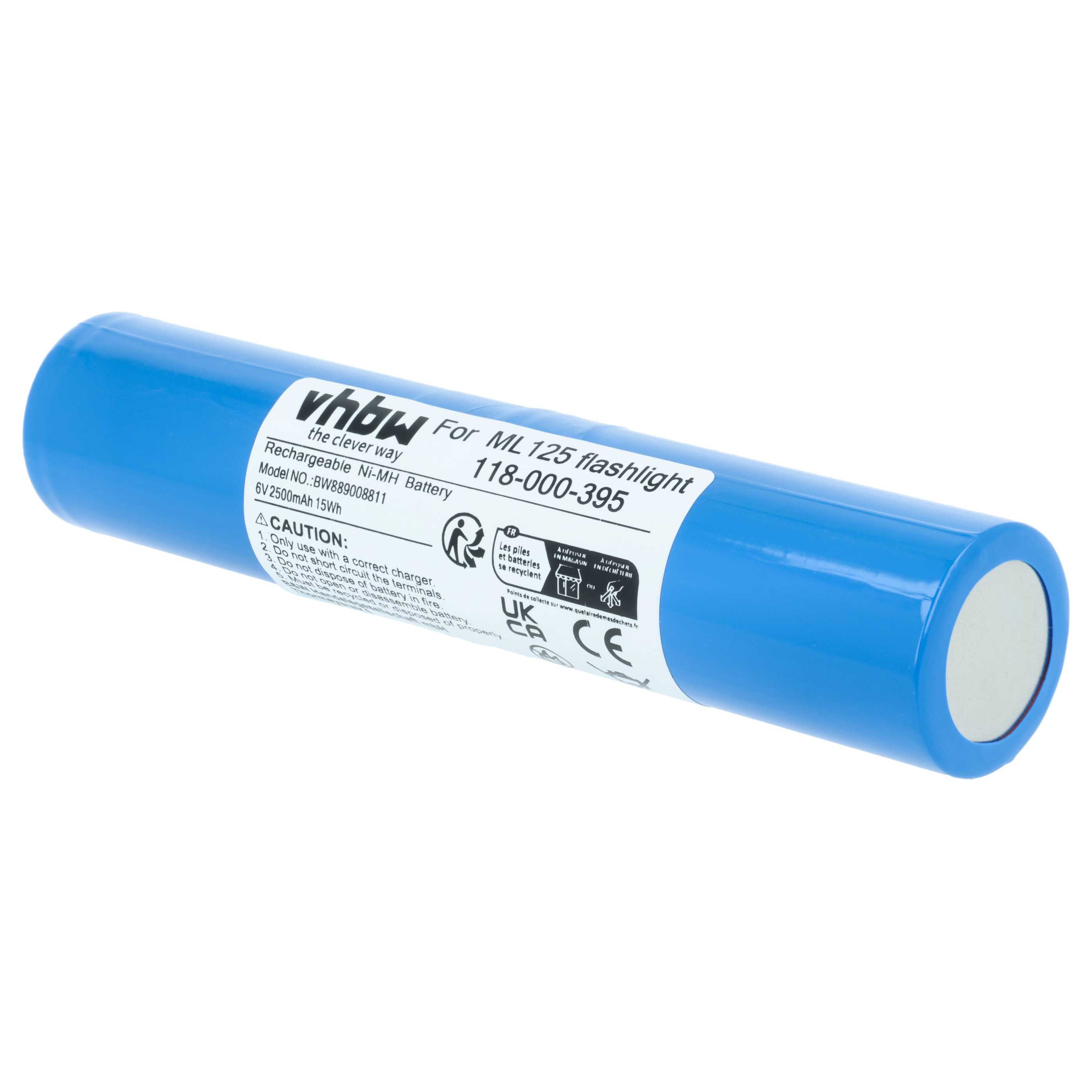 Taschenlampe-Akku als Ersatz für Maglite 118-000-395 für Maglite - 2500mAh 6V NiMH