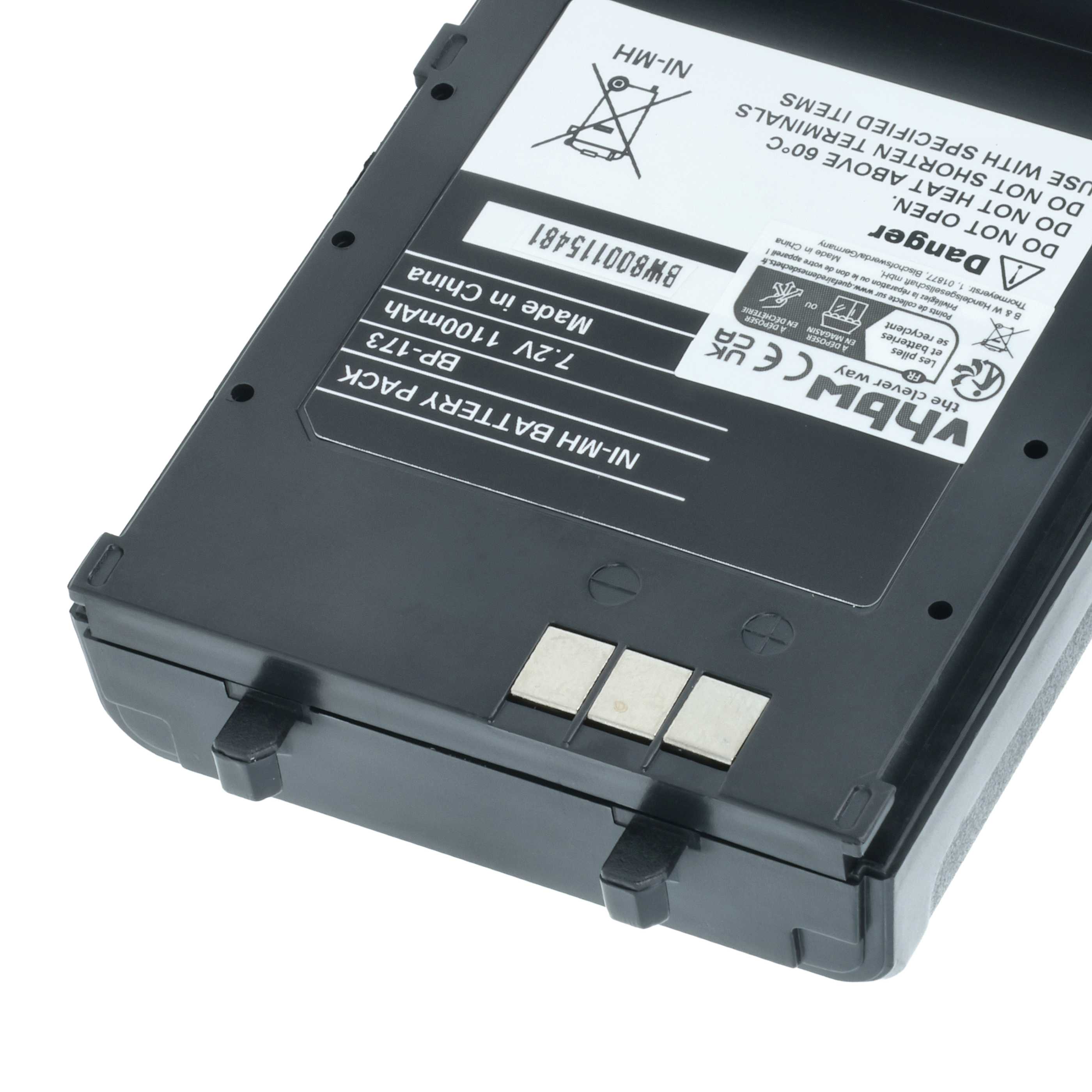 Radio Battery replaces Icom BP-173, BP-180H, BP-180 - 1100 mAh 7.2 V NiMH