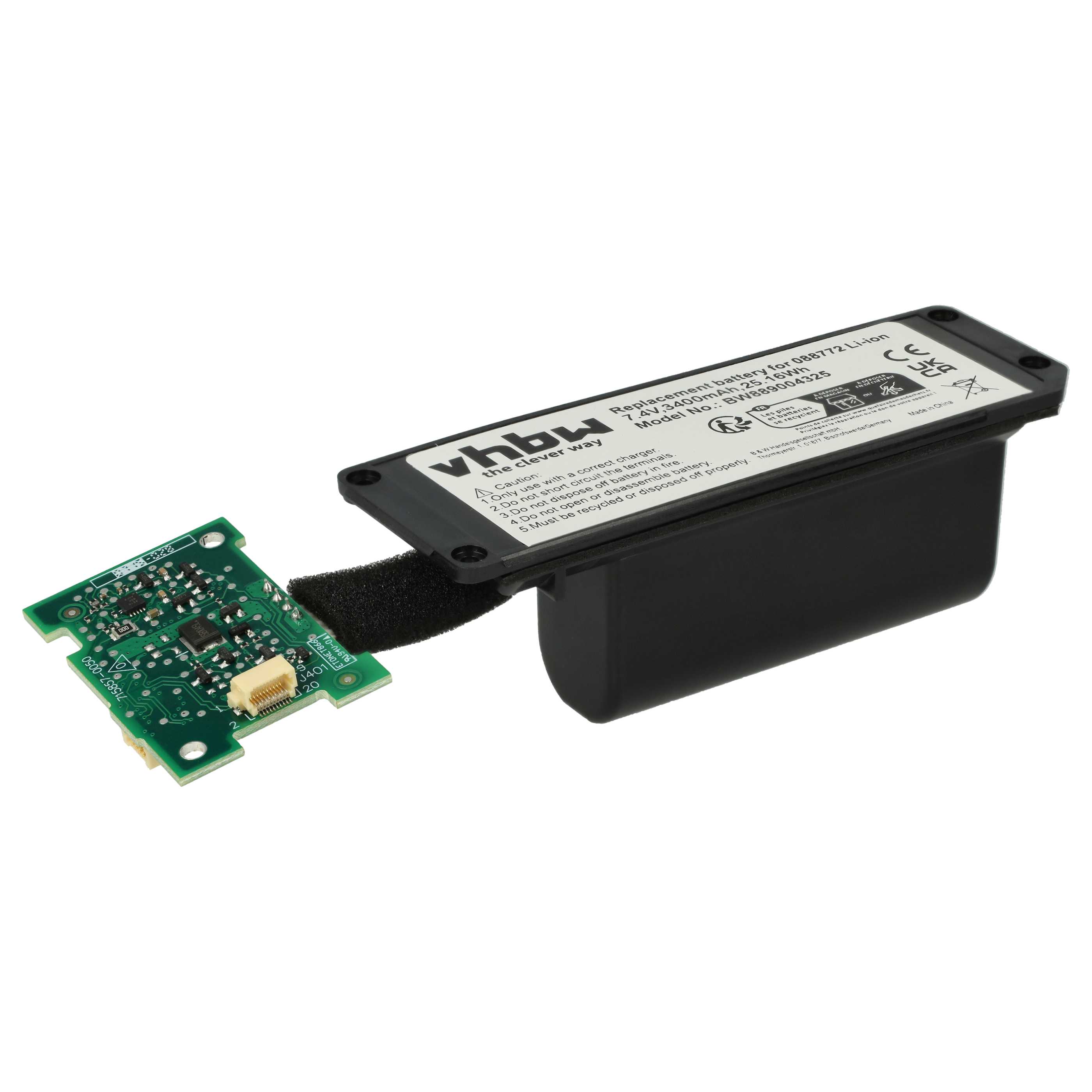 Batteria sostituisce Bose 080841 per altoparlanti Bose - 3400mAh 7,4V Li-Ion + scheda a circuito stampato