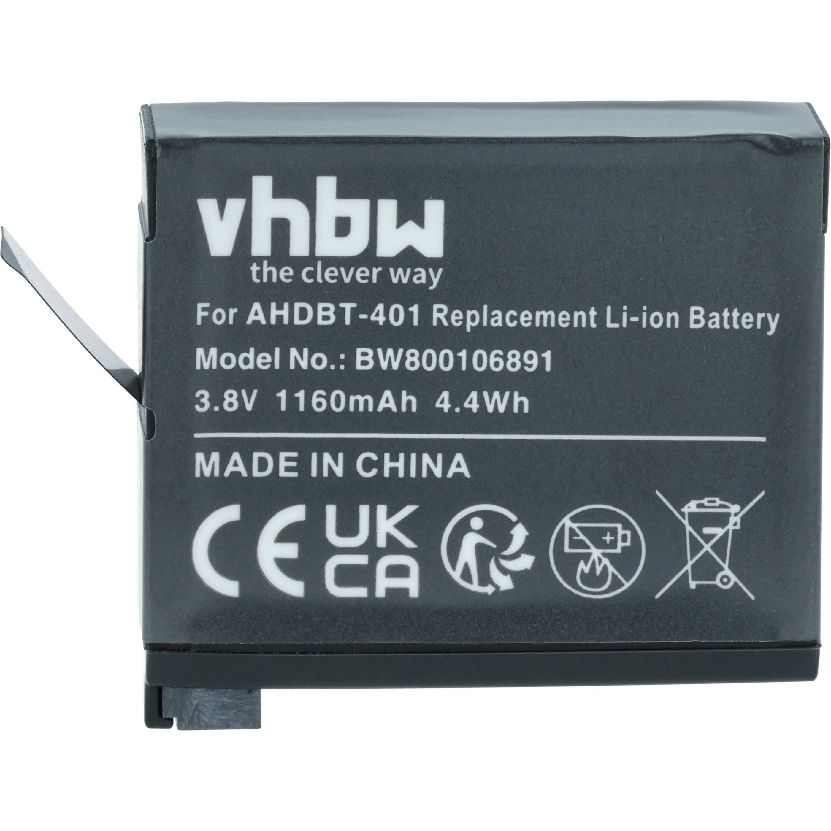 Videocamera 2x Battery replaces GoPro AHDBT-401, 335-06532-000 - 1160 mAh 3.7 V Li-Ion