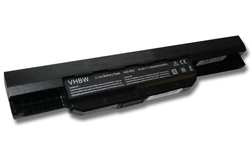 Notebook Battery Replacement for Asus A31-K53, 07G016H31875M, 0B20-00X50AS - 4400mAh 11.1V Li-Ion, black