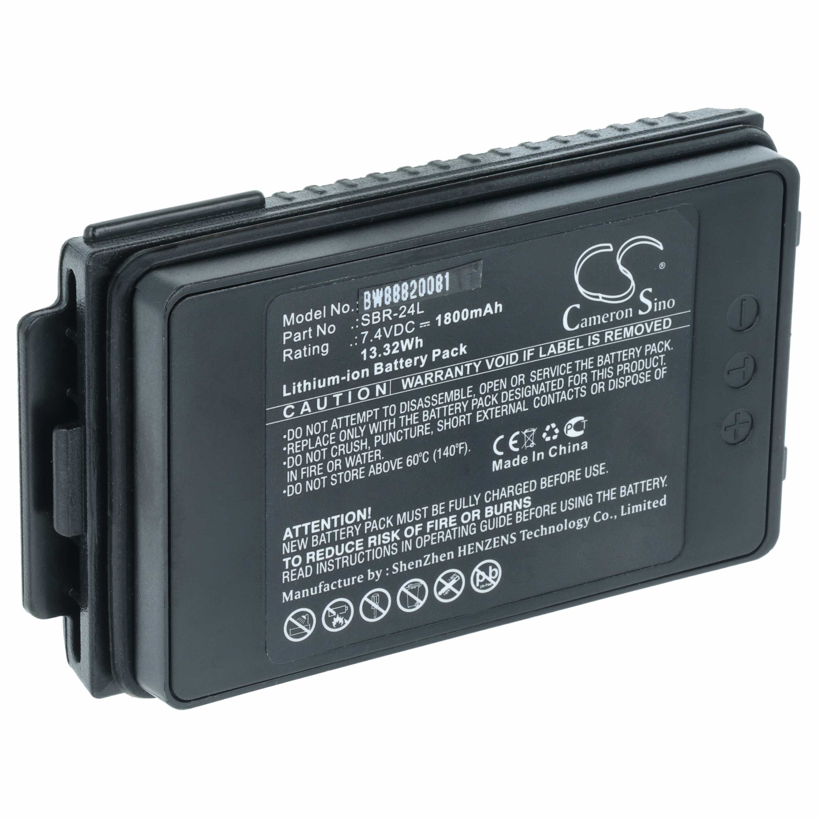 Radio Battery replaces Yaesu SBR-24L - 1800 mAh 7.4 V Li-Ion