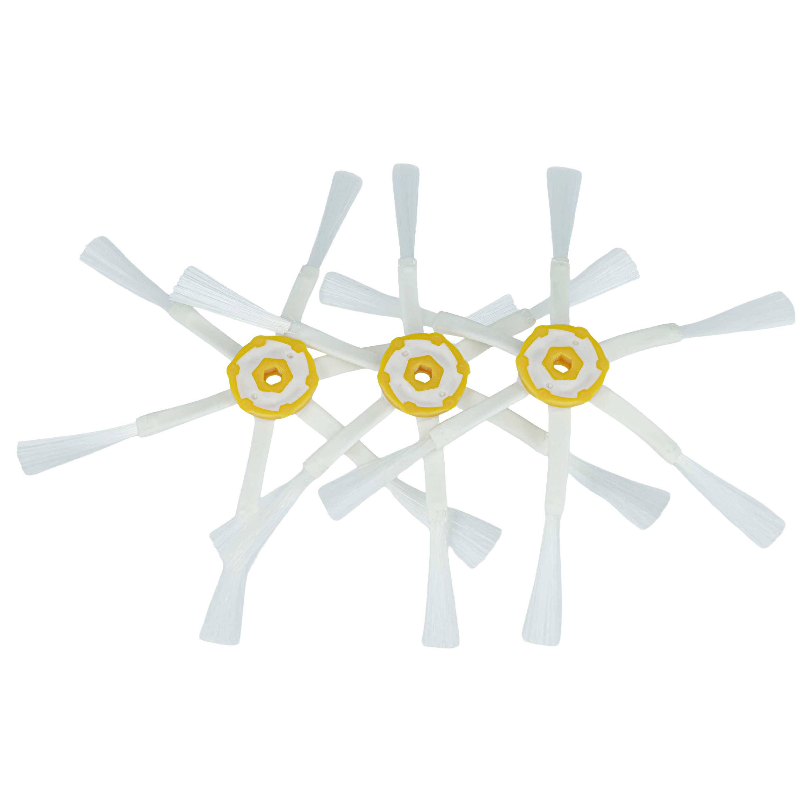 3x Spazzola laterale a 6 bracci per robot aspirapolvere iRobot Roomba 616, 621, 651, 765 - bianco / giallo