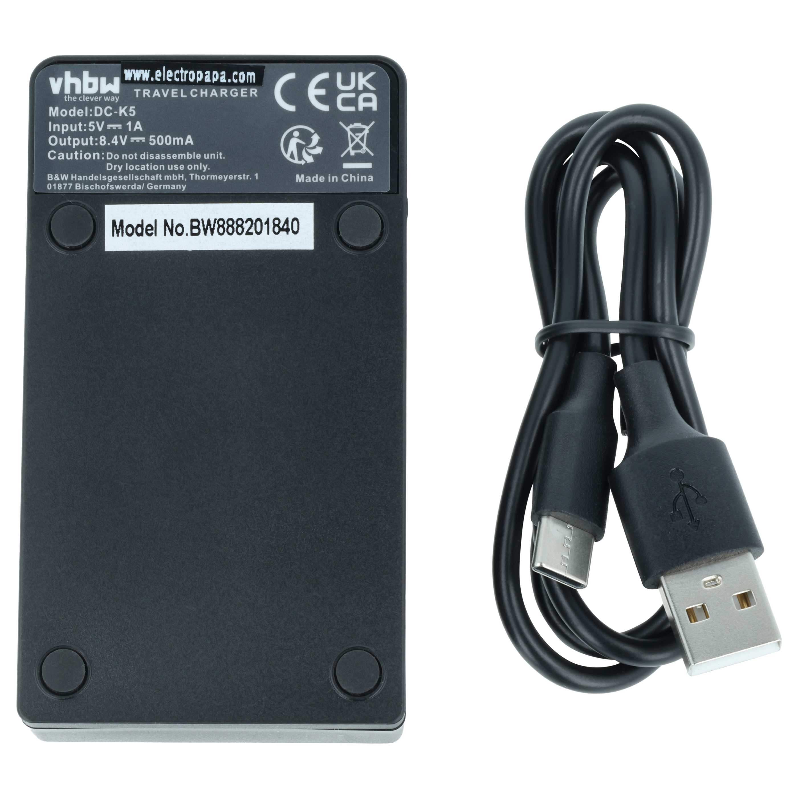 Battery Charger USB-C + Cable USB-C suitable for Netgear / Arlo Pro 2 Digital Camera - 0.5 A