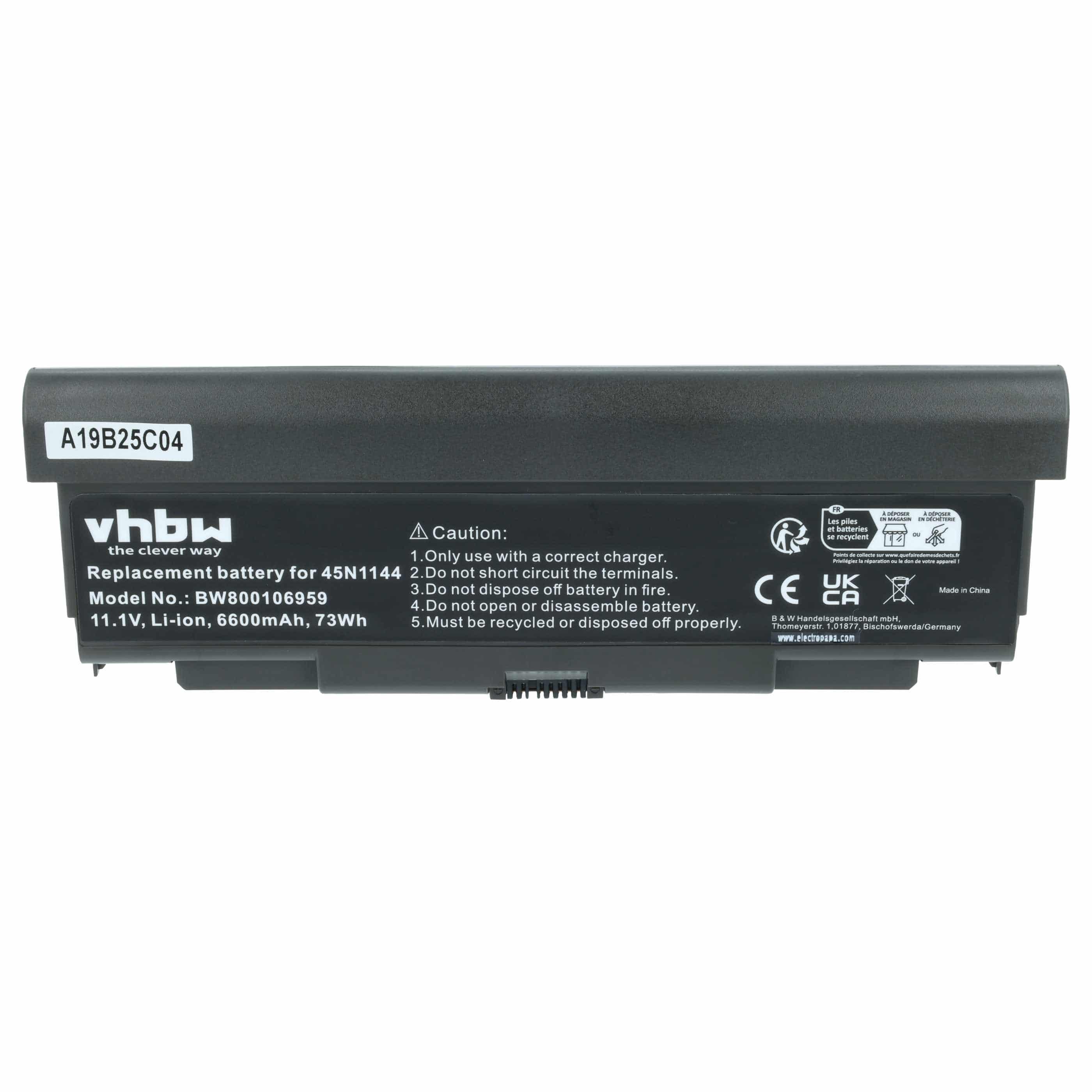 Akumulator do laptopa zamiennik Lenovo 45N1144, 0C52863, 0C52864, 0A36302 - 6600 mAh 11,1 V Li-Ion, czarny