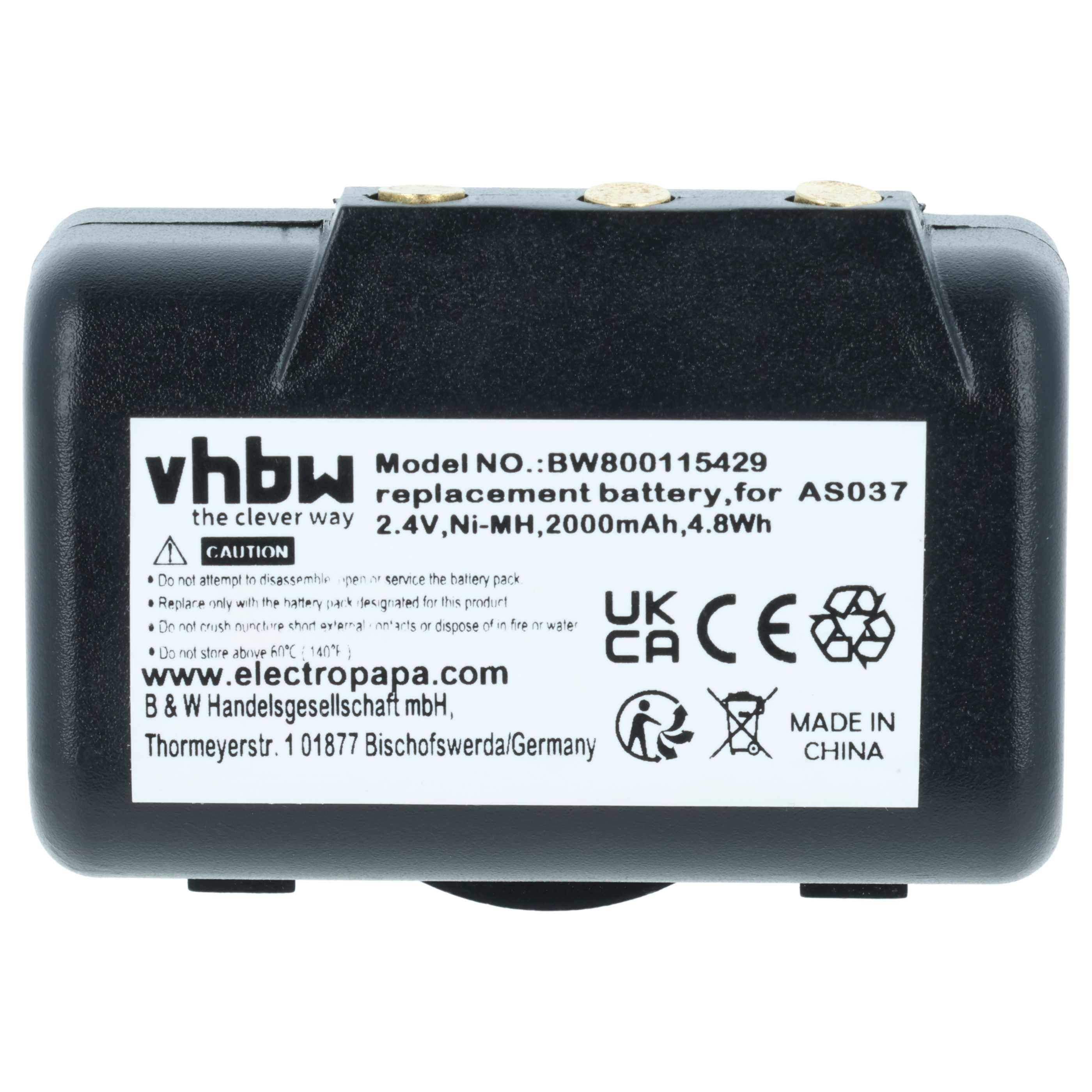 Batería reemplaza IMET WBH04.965, AS037 sistema control - 2000mAh 2,4V NiMH