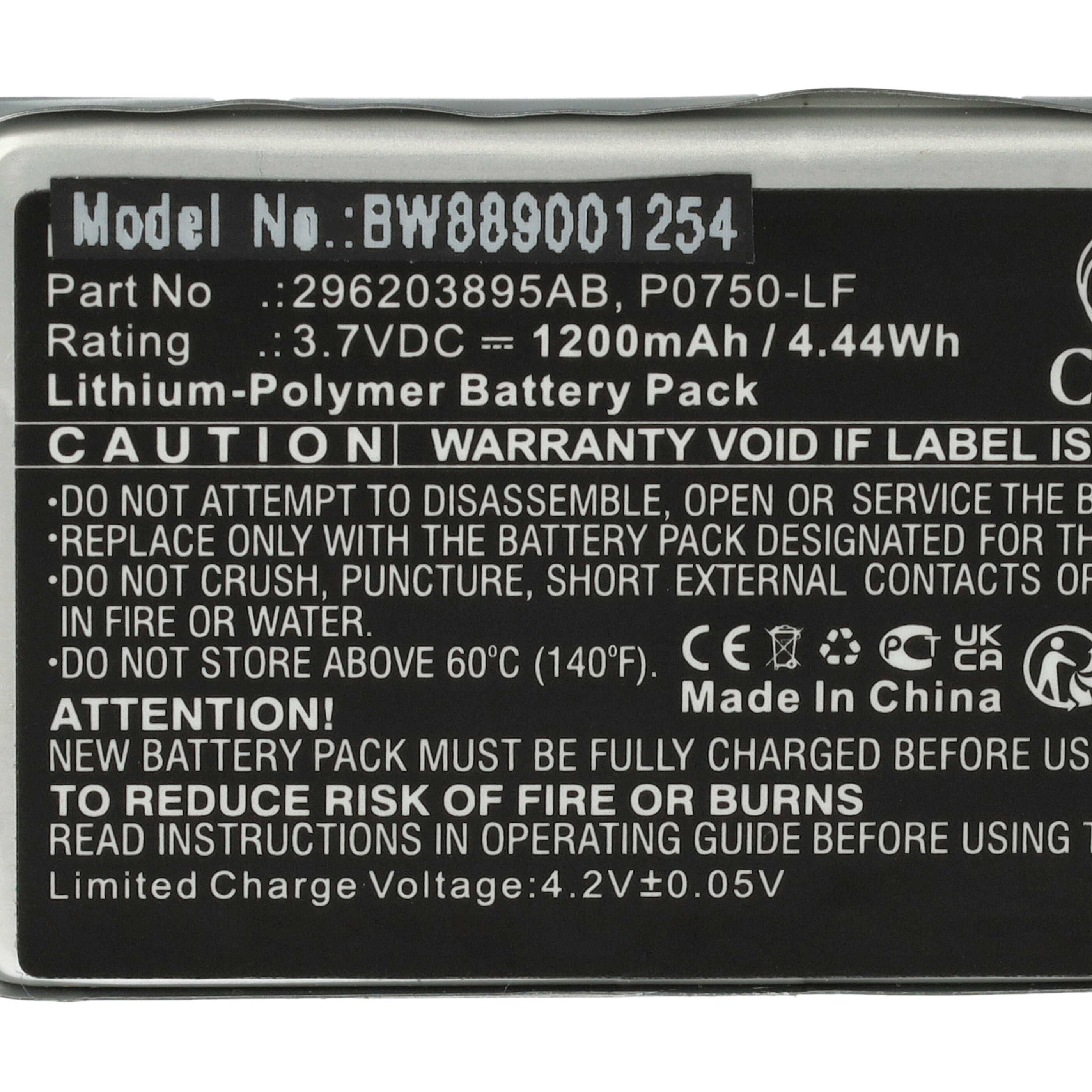 Chipkartenleser-Akku als Ersatz für Ingenico 296203895AB, P0750-LF für Ingenico - 1200mAh 3,7V Li-Polymer
