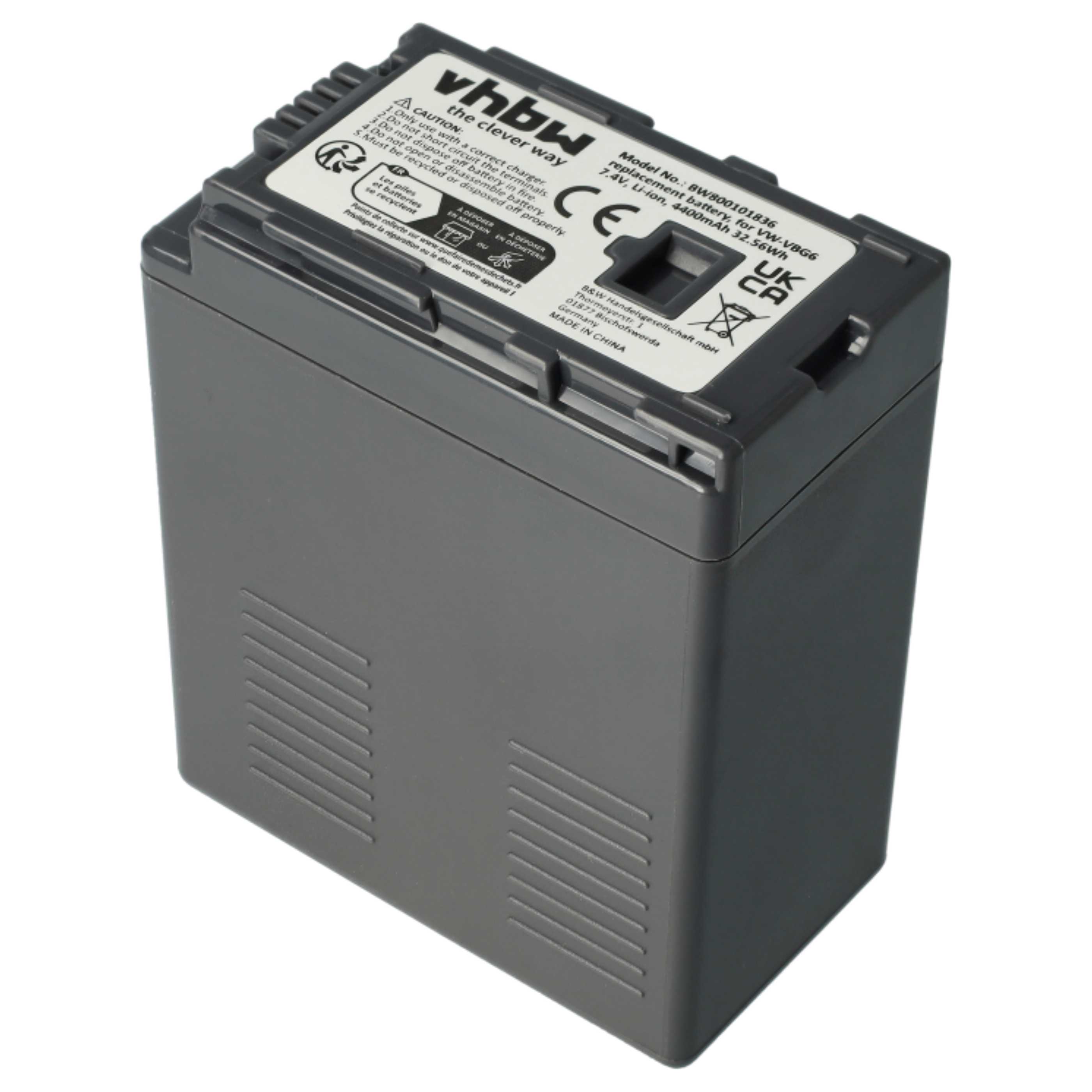 Videocamera 2x Battery replaces Panasonic VW-VBG6 - 4400 mAh 7.4 V Li-Ion