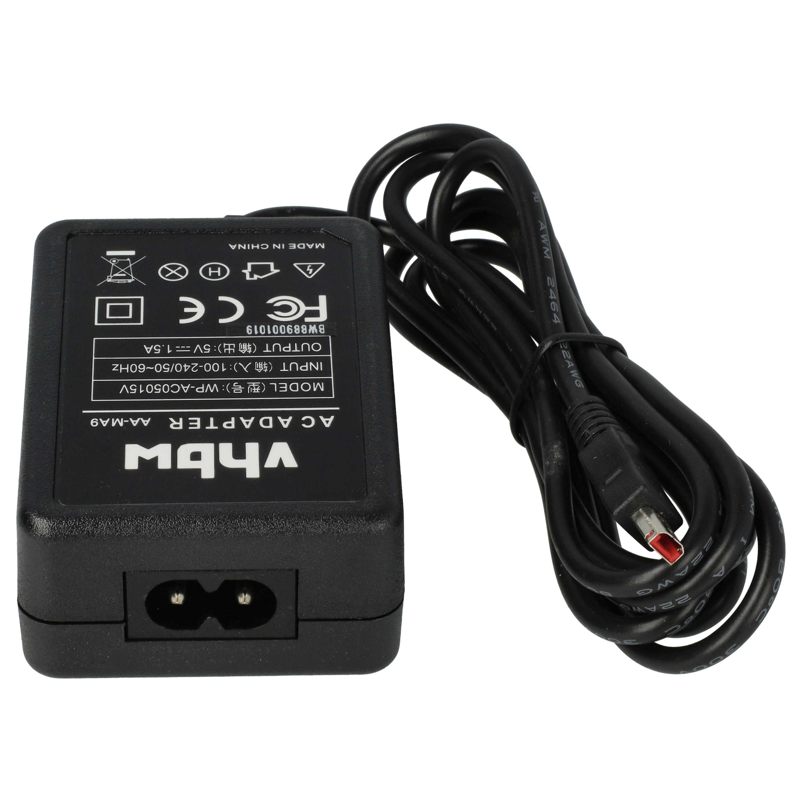 Power Supply replaces AA-MA9 for Camera - 2 m, 5 V 1.5 A