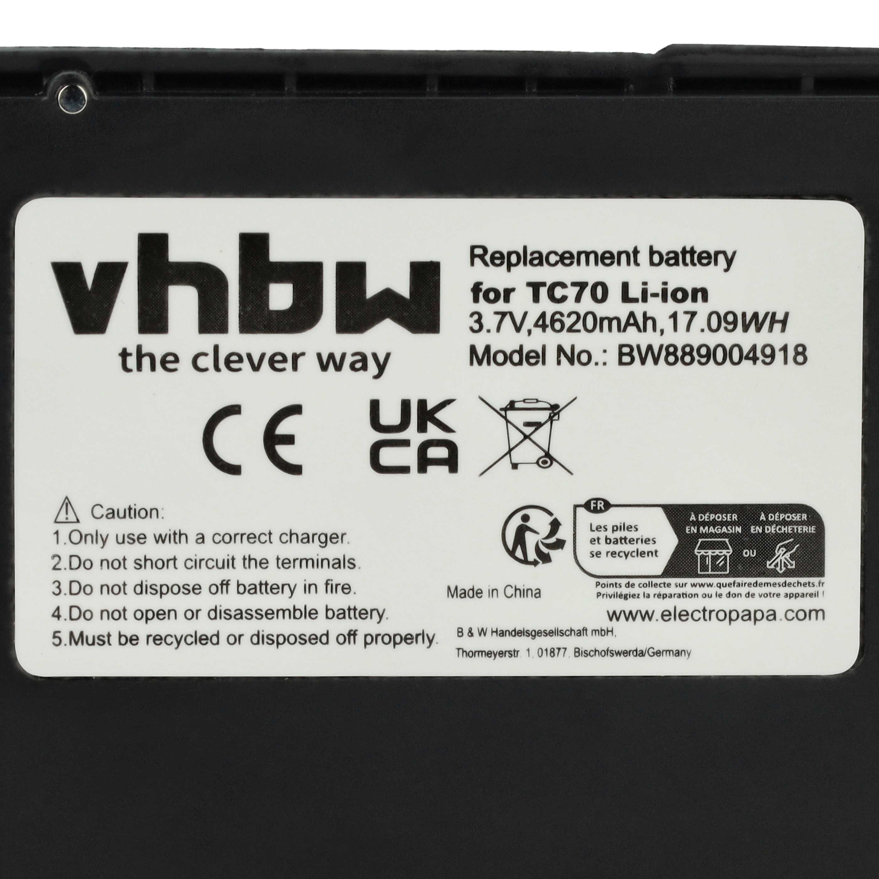 5x Batteries remplace Motorola 82-171249-02, 82-171249-01 pour scanner de code-barre Zebra - 4620mAh 3,7V