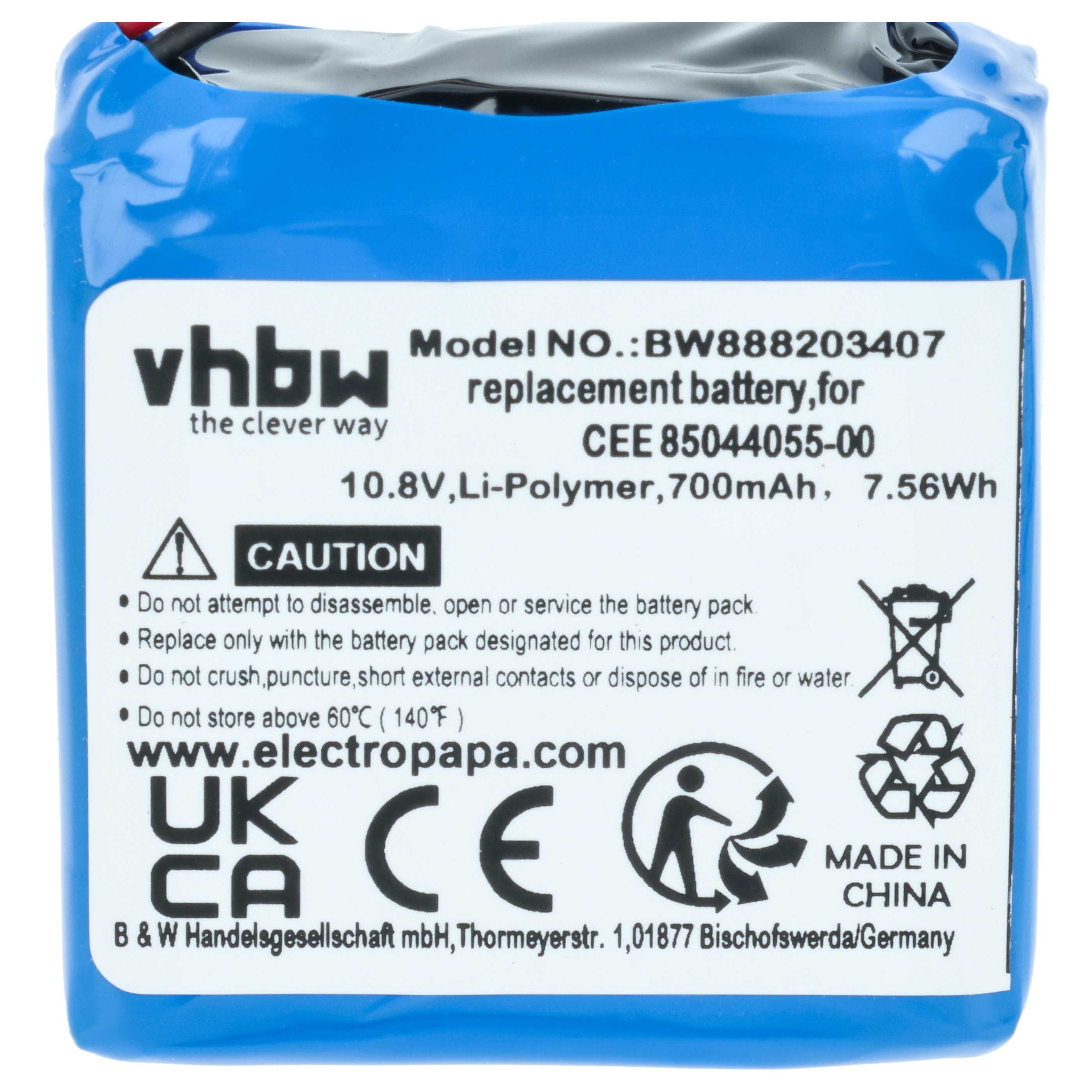 Batería reemplaza CCE 9049-BAT.01, 2258 para comprobador de billetes (700 mAh, 10,8 V, Li-Ion)