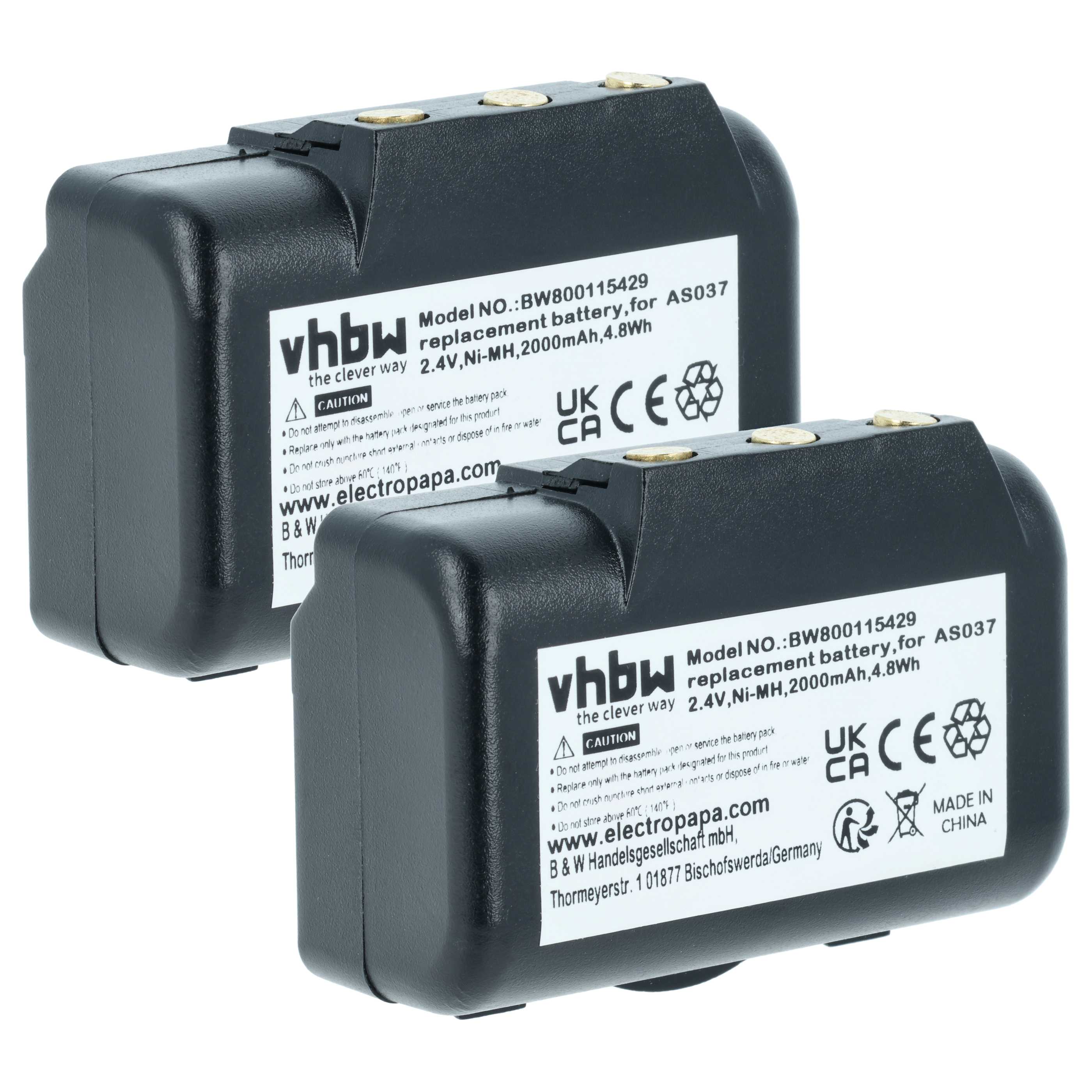 2x Akumulator do zdalnego sterowania zamiennik IMET WBH04.965, AS037 - 2000mAh 2,4V NiMH