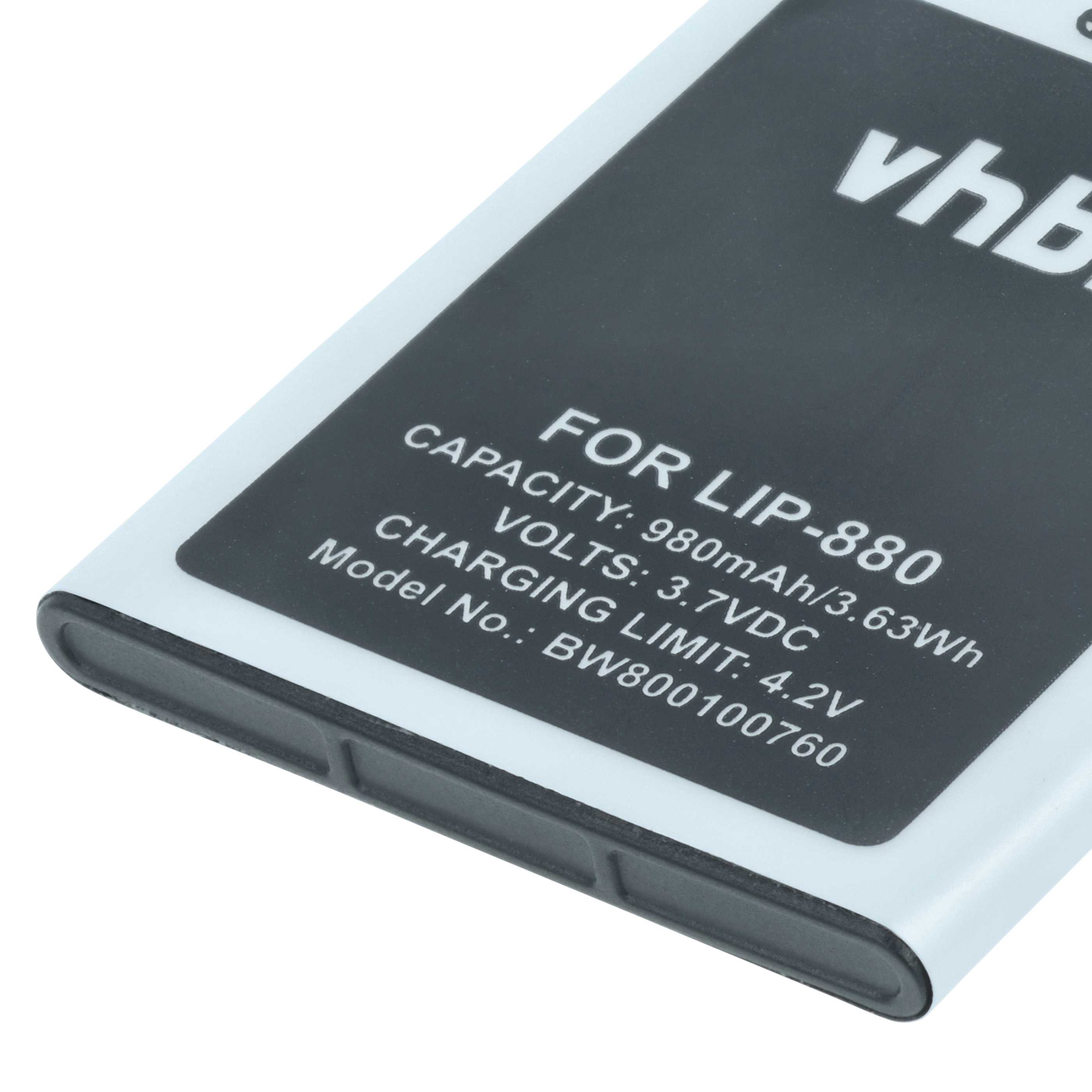 Batteria per MP3 music player sostituisce Sony LIP-880PD, LIP-880PD-B, LIP-880 - 980mAh 3,7V Li-Ion