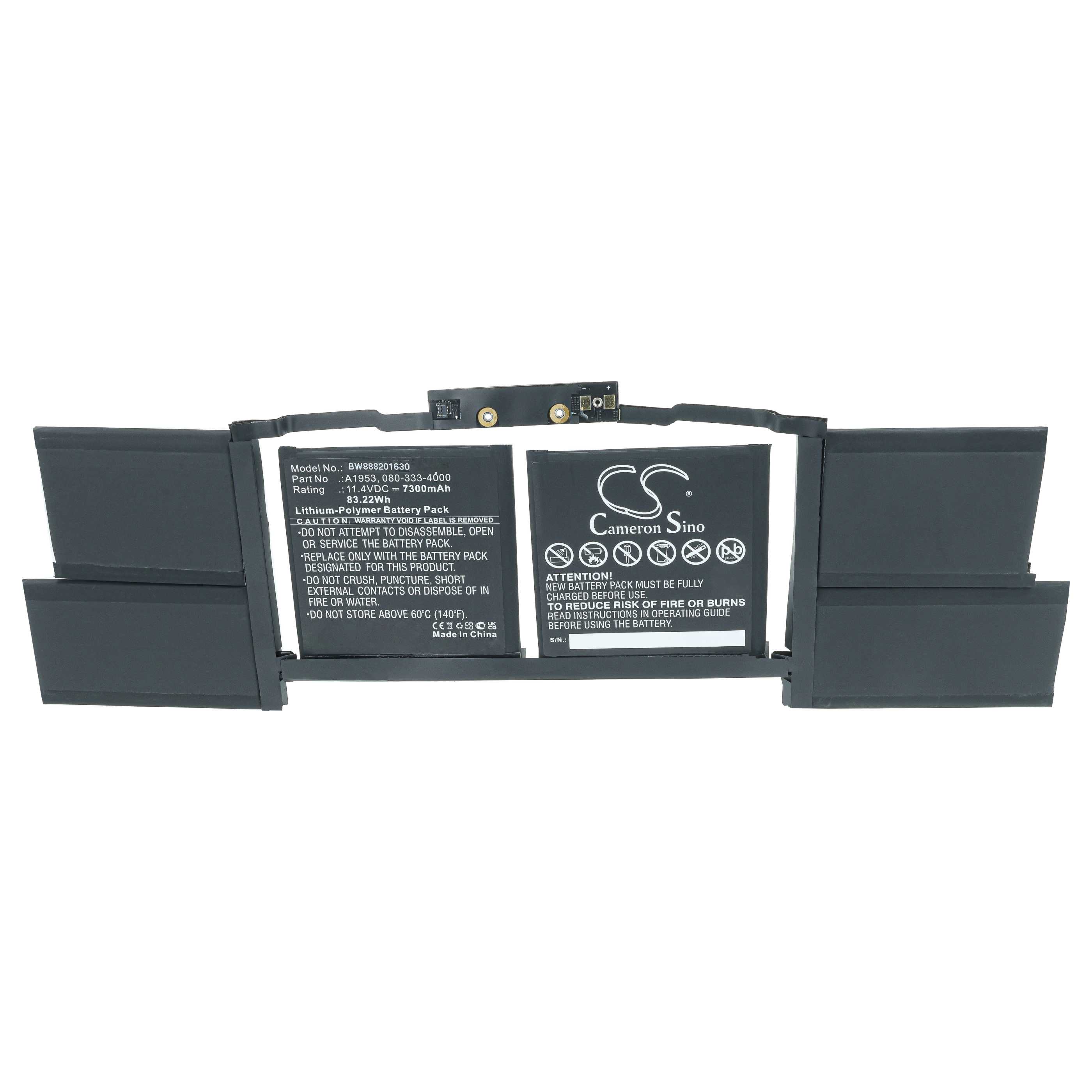 Batterie remplace Apple 020-02391 pour ordinateur portable Apple- 7300mAh 11,4V Li-polymère, noir