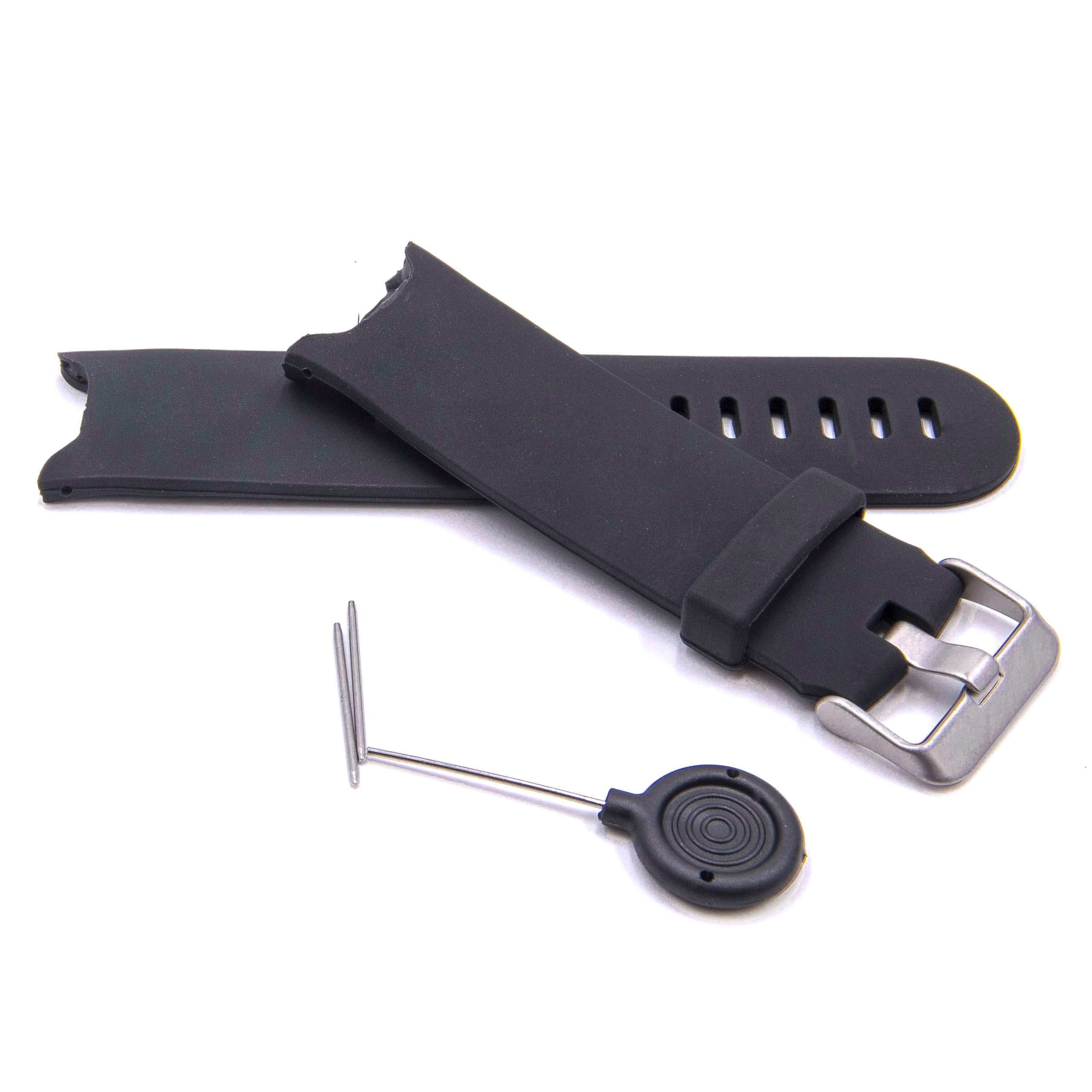 Bracelet pour montre intelligente Garmin Approach - 11,7cm + 9,2 cm de long, 24mm de large, silicone, noir