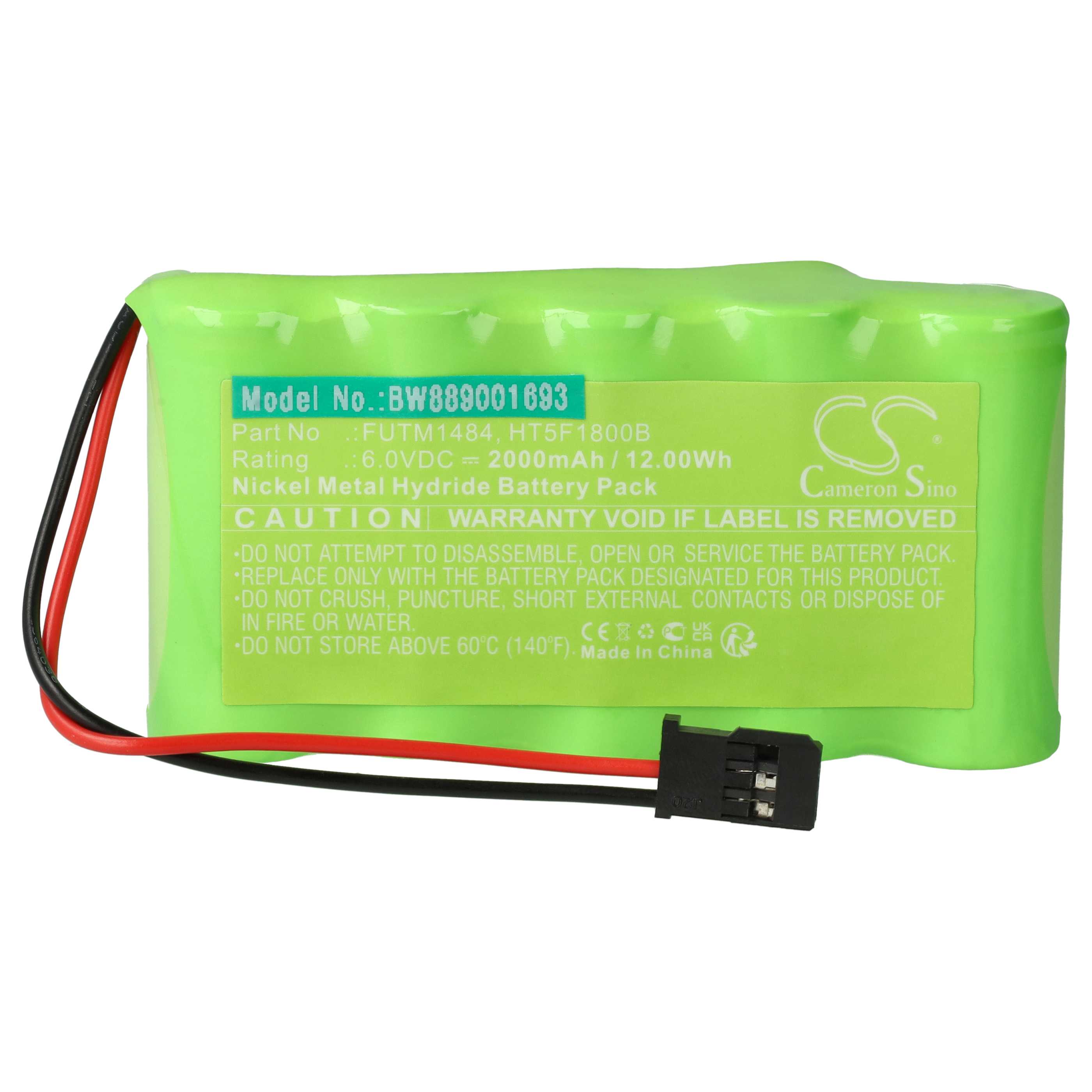 Transmitter 2x Battery replaces Futaba HT5F1800B, FUTM1484 - 2000 mAh 6 V NiMH